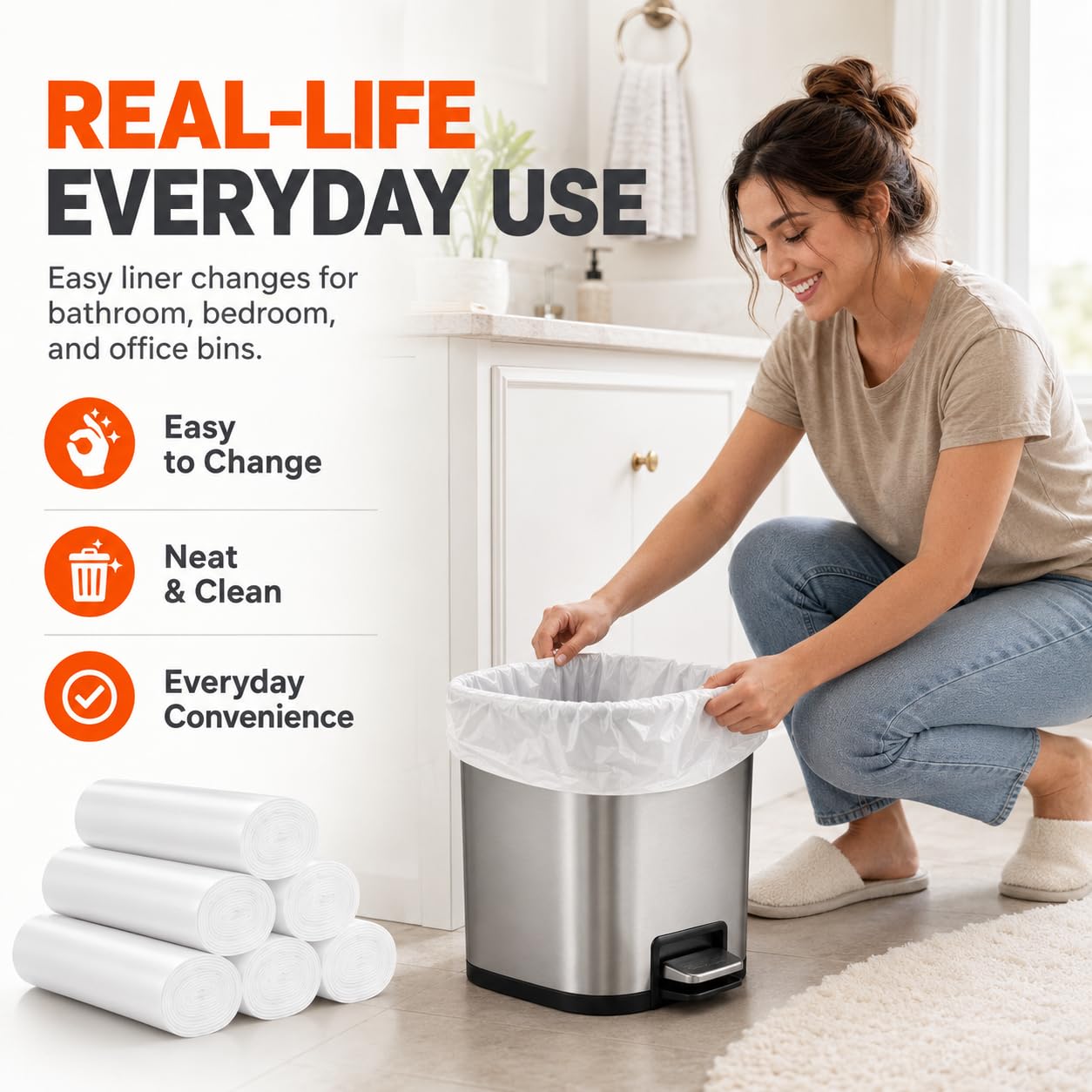 1 Gallon Small Clear Trash Bags Garbage Bags by RayPard (216 Count)