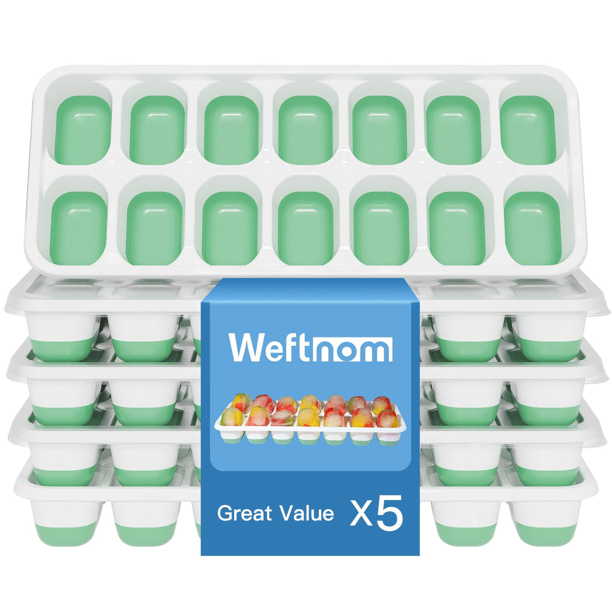 Ice Cube Trays with Lids for Freezer (5 Count)