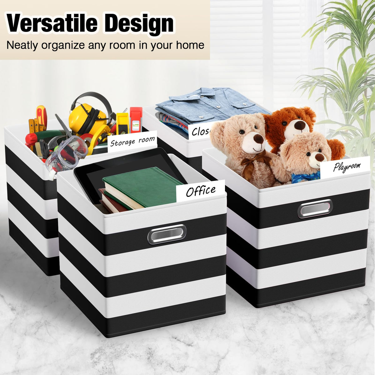 13 Inch 6 Pack Fabric Storage Cubes with Metal Handles (6 Count)
