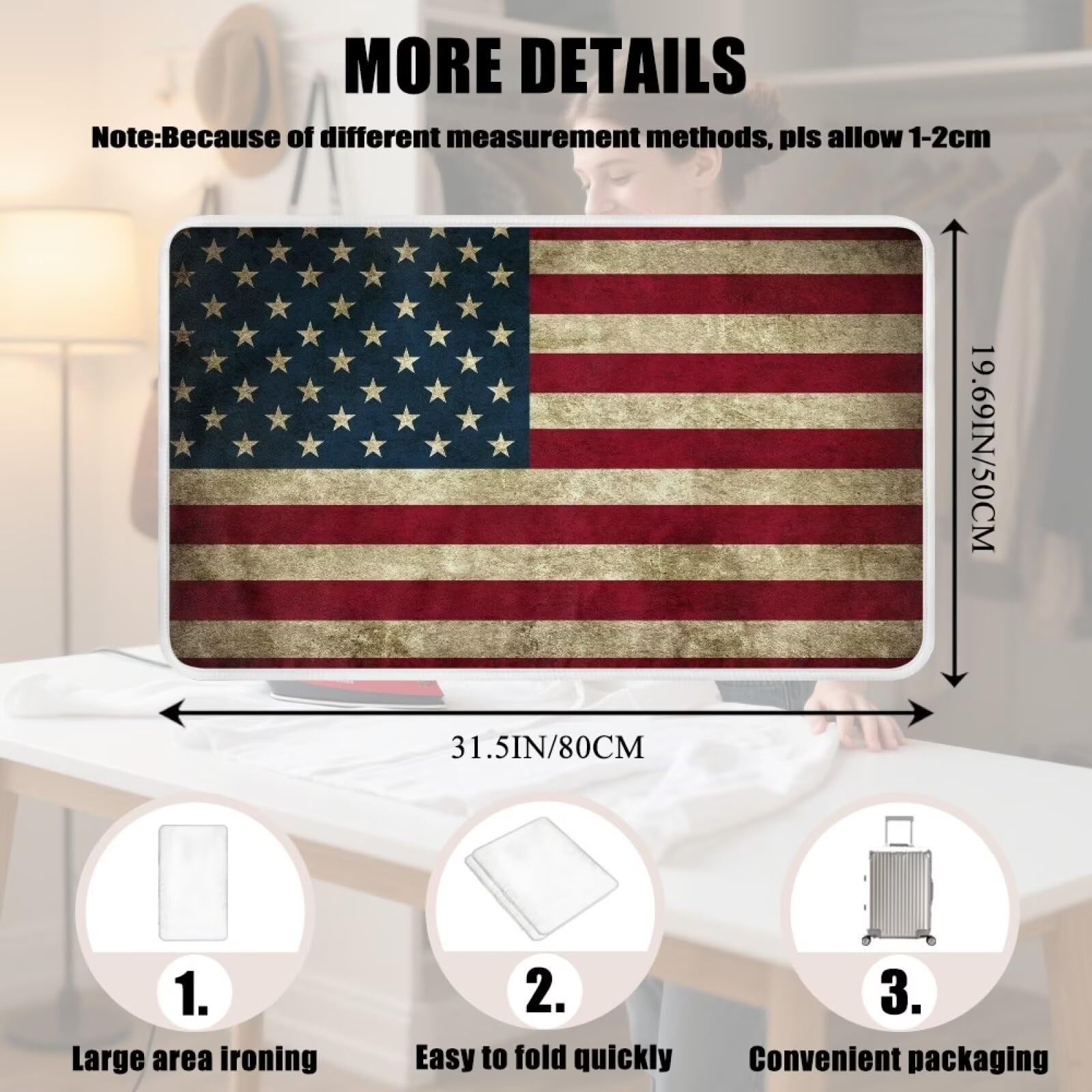 American Flag Ironing Mat Thickened Ironing Blanket Portable Heat Resistant Ironing Pad for Washer