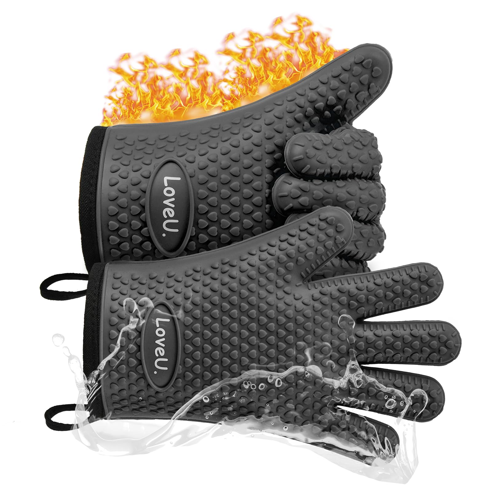 Silicone Oven Mitts Gloves (2 Count)