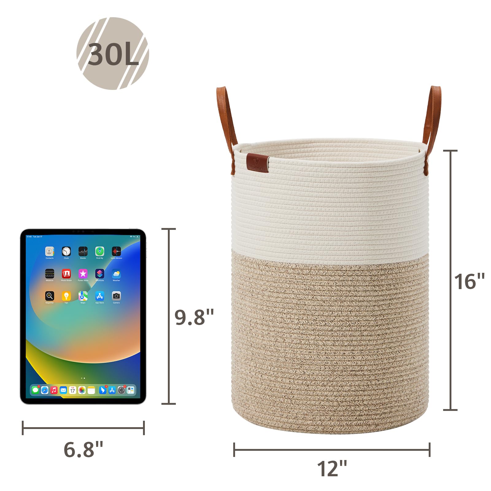 30L Small Woven Rope Laundry Hamper (811.5365 Fl Oz) - ModHome Supplies