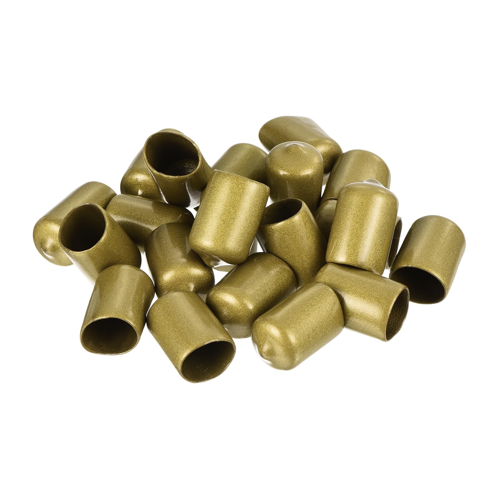 20pcs Rubber End Caps 15mm ID Vinyl Round Tube Bolt Cap Cover Thread Protectors Gold