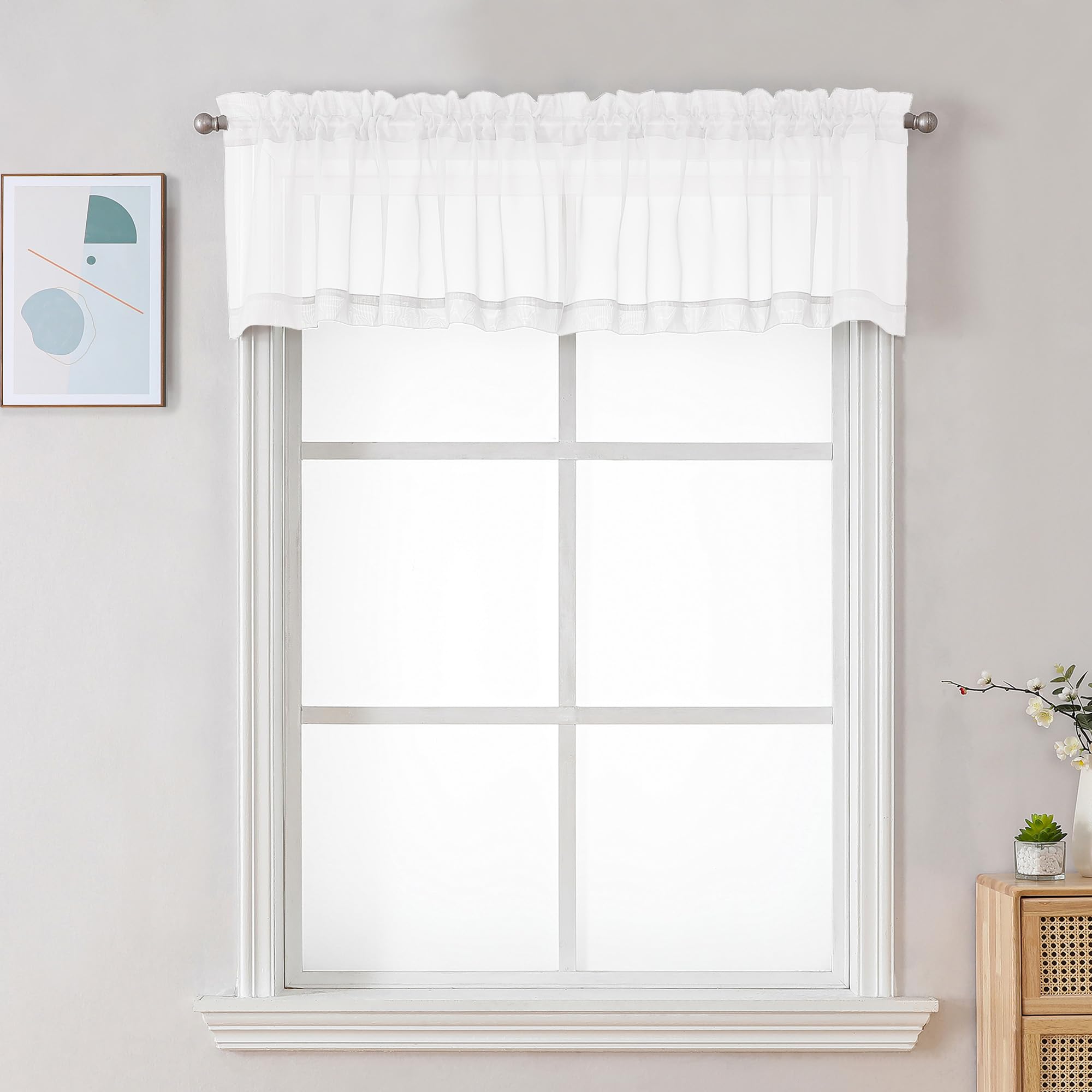 Sheer White Valances for Windows 2 Pack (2 Count)