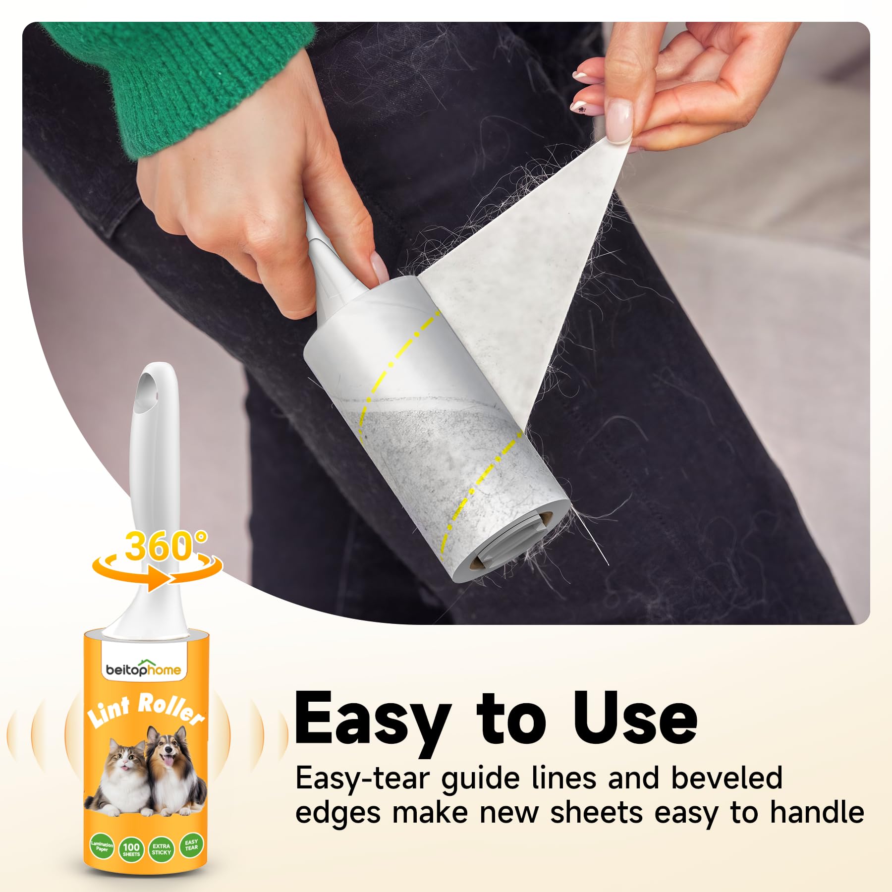 Extra Sticky Lint Roller for Pet Hair (400 Count)