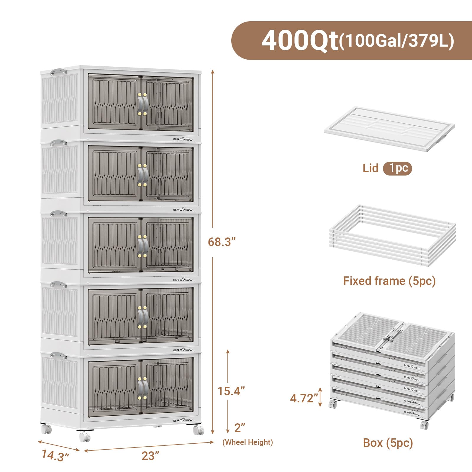 400Qt Stackable Storage Bins with Lid (5 Count)