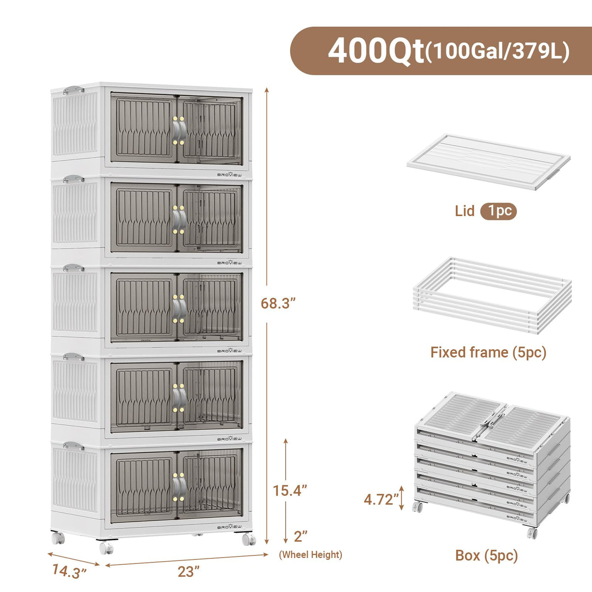 400Qt Stackable Storage Bins with Lid (5 Count)