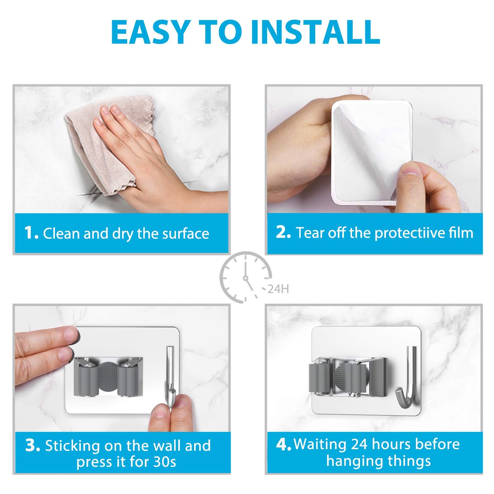 Broom Holder Wall Mount 6Pcs