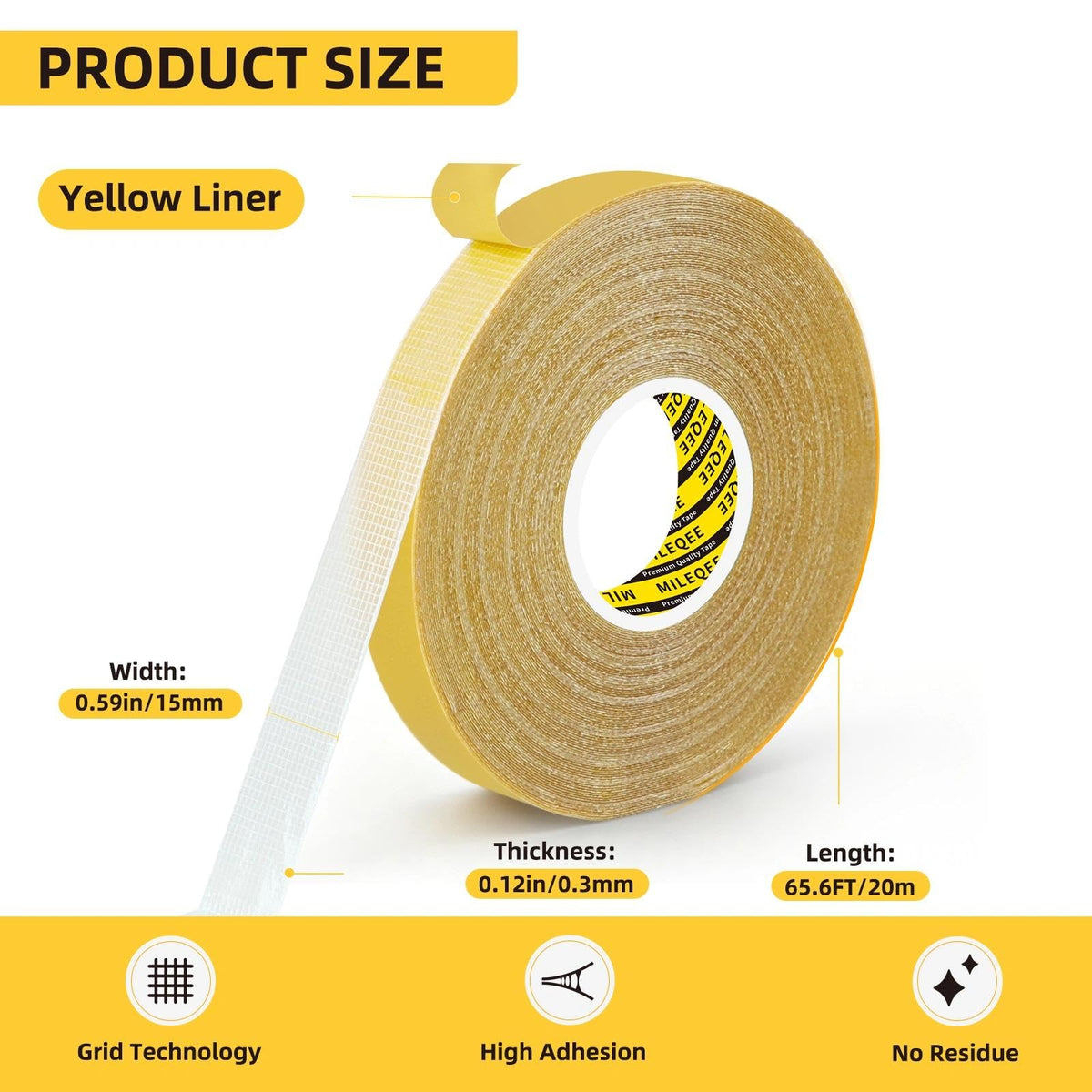 High Adhesive Double Sided Tape Heavy Duty (3 Count)