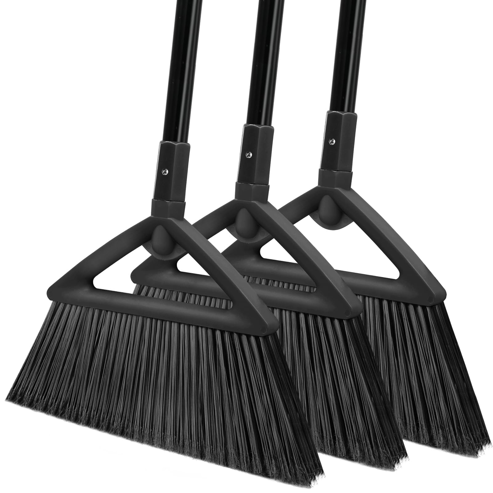 Heavy Duty Black Angle Broom with Long Handle (3 Count)