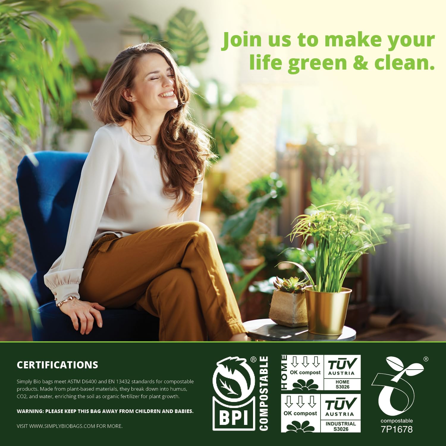 50 55 Gallon Compostable Trash Bags Liners Flat (12 Count)