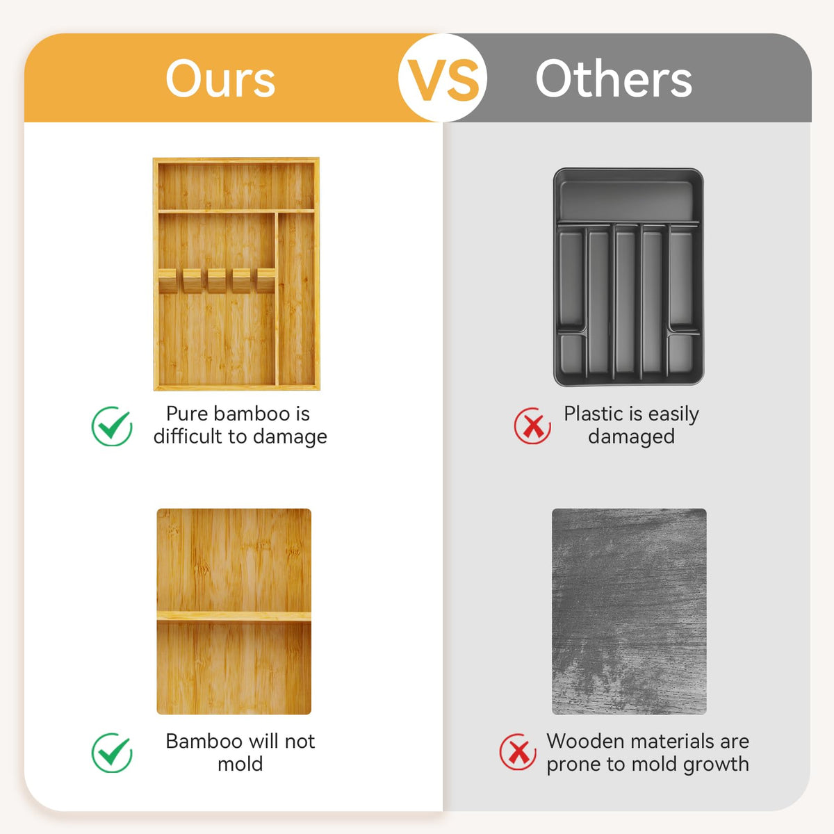 Bamboo Silverware Organizer