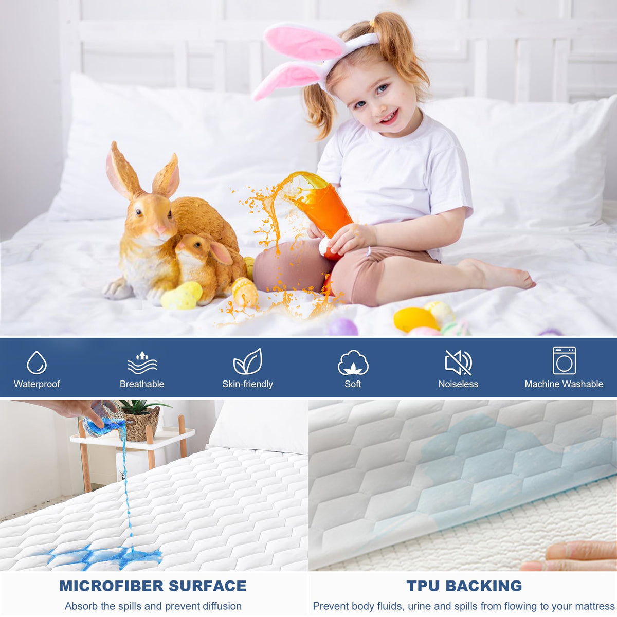 2 Pack Twin Mattress Protector Waterproof (2 Count)