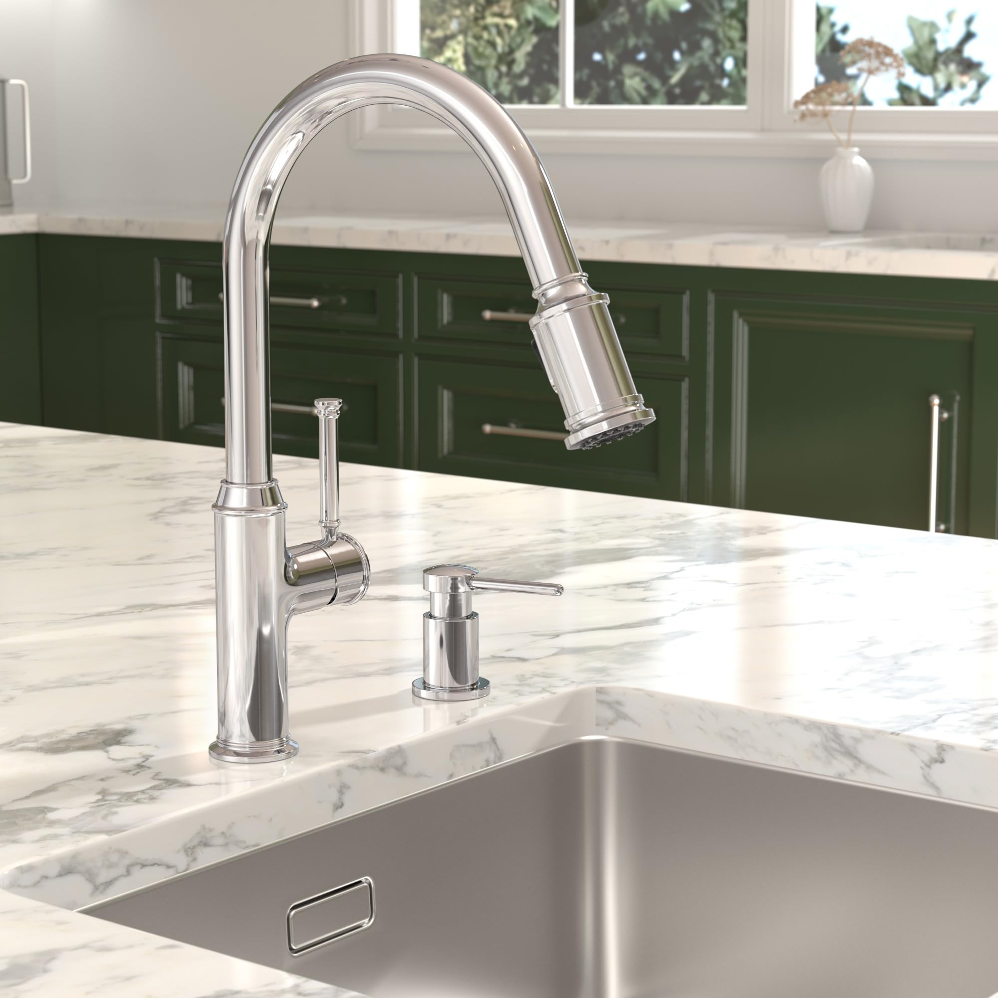 Chrome Soap Dispenser for Kitchen Sink (18 Ounce)