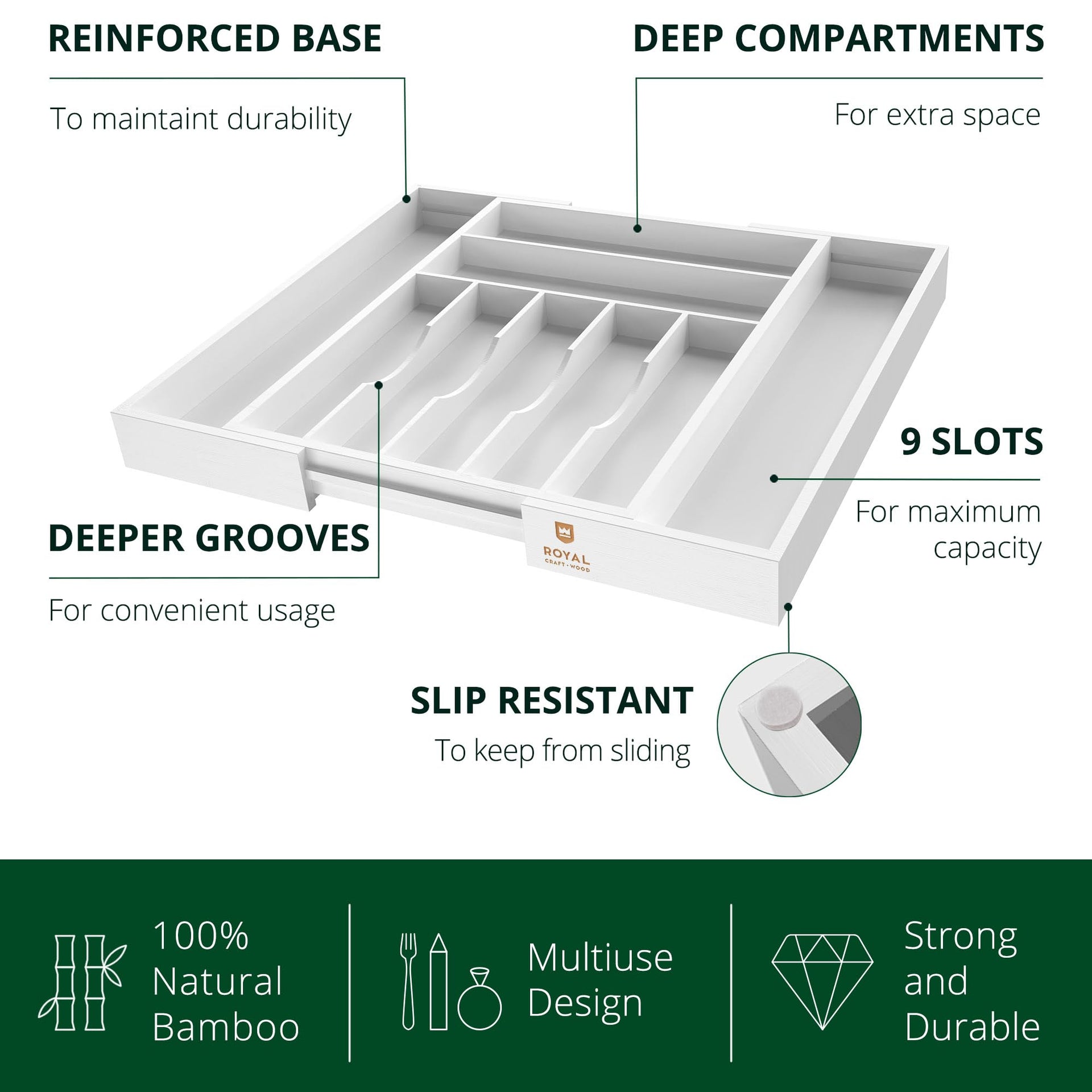 Luxury Bamboo Kitchen Drawer Organizer