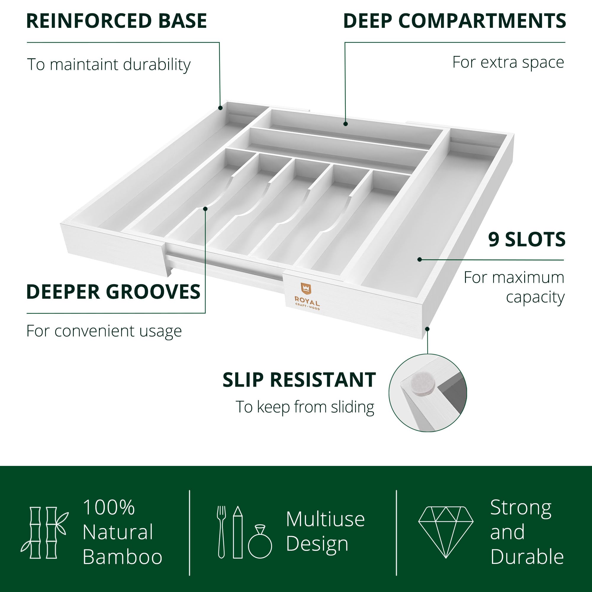 Luxury Bamboo Kitchen Drawer Organizer