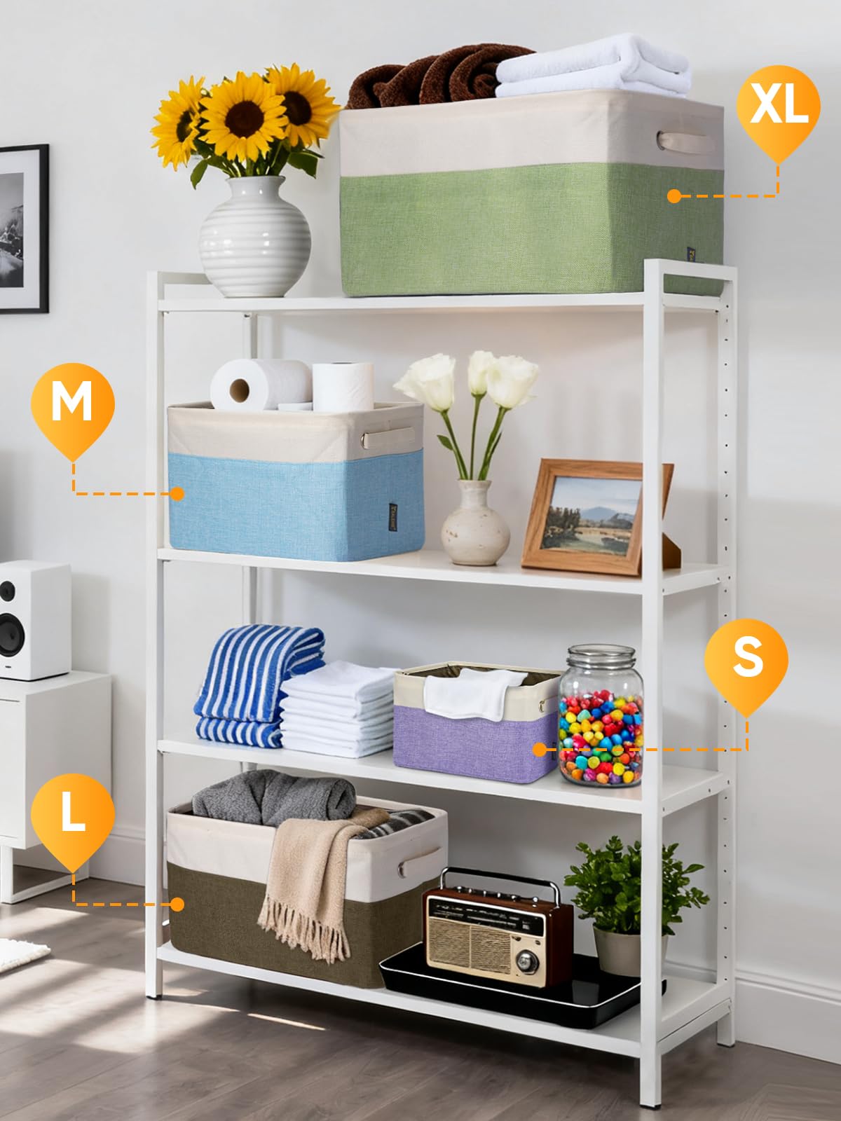 1 Pack Fabric Closet Storage Bins for Shelves