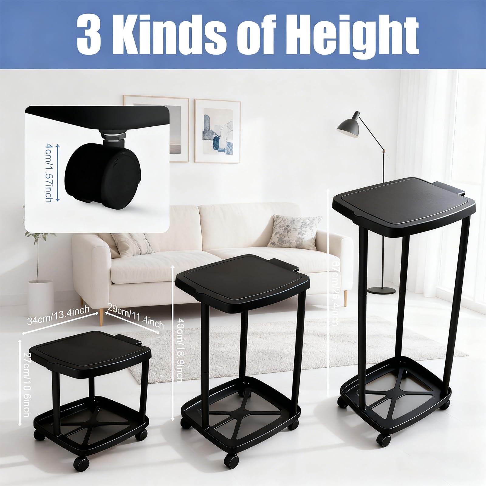 Collapsible Trash Can Camping Portable Garbage Bin Holder Stand with Wheels Plastic Outdoor Trash Can with Lid for Outside Indoor