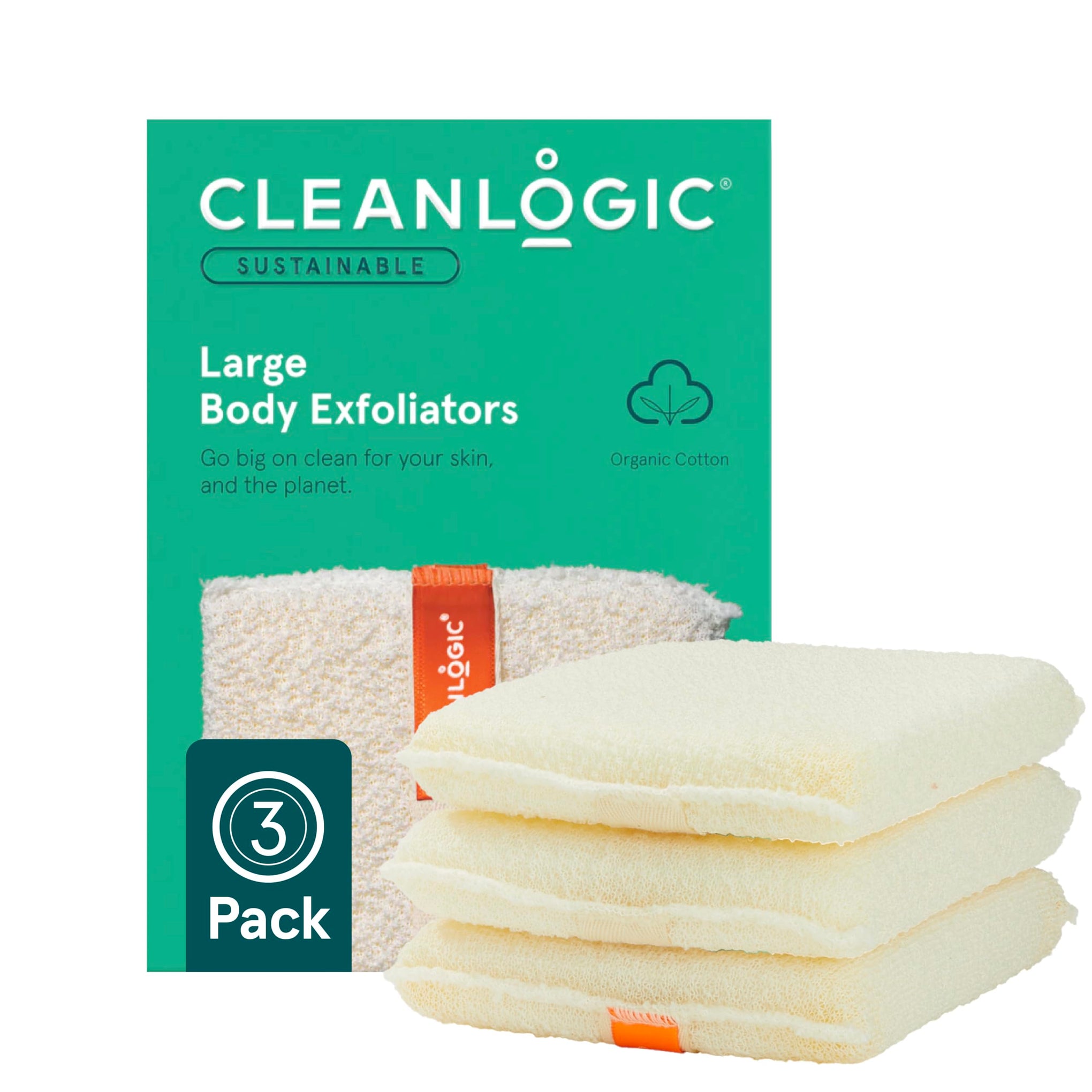 Organic Cotton Large Exfoliating Body Scrubber (3 Count)