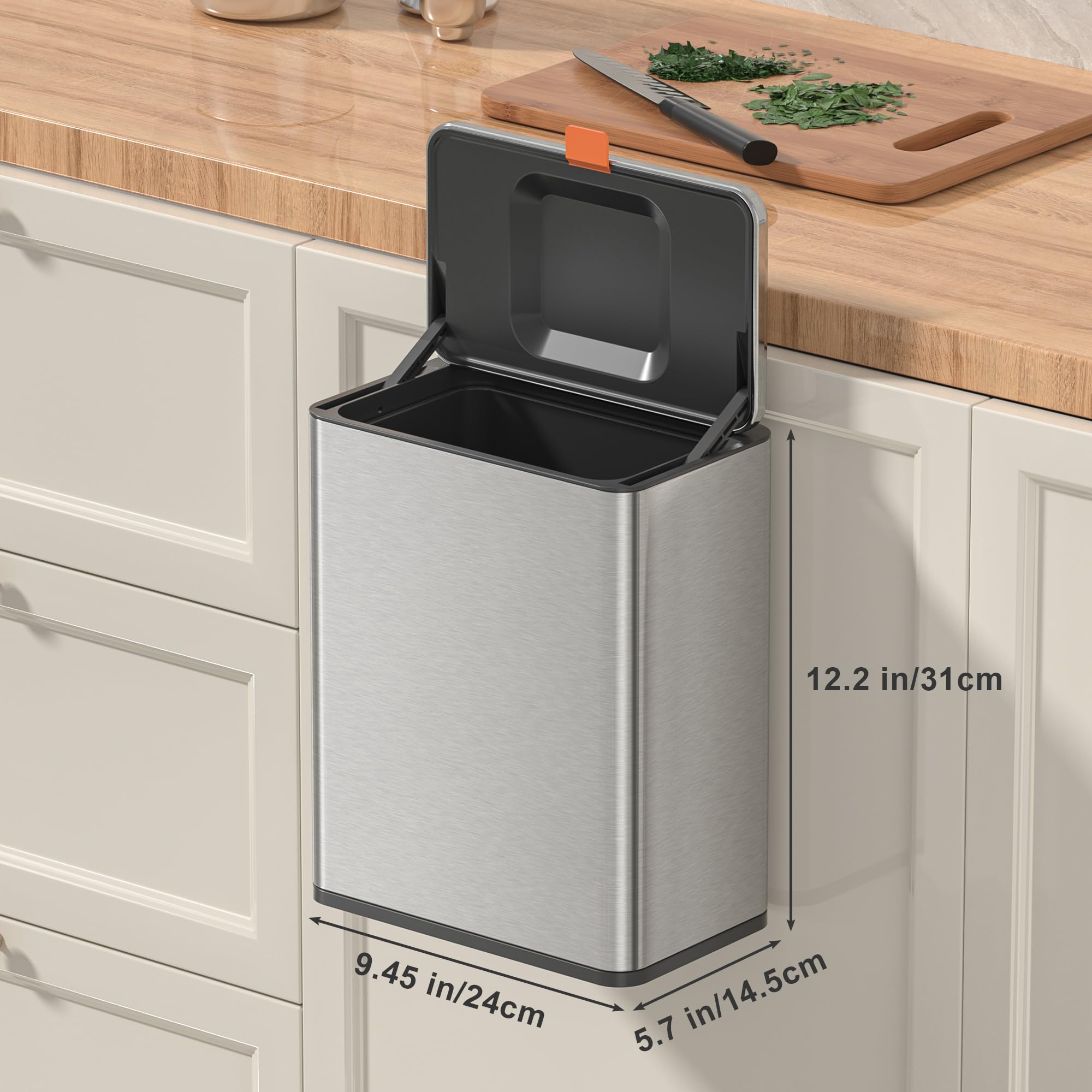 2.1 Gal Silver Hanging Stainless Steel Compost Bin