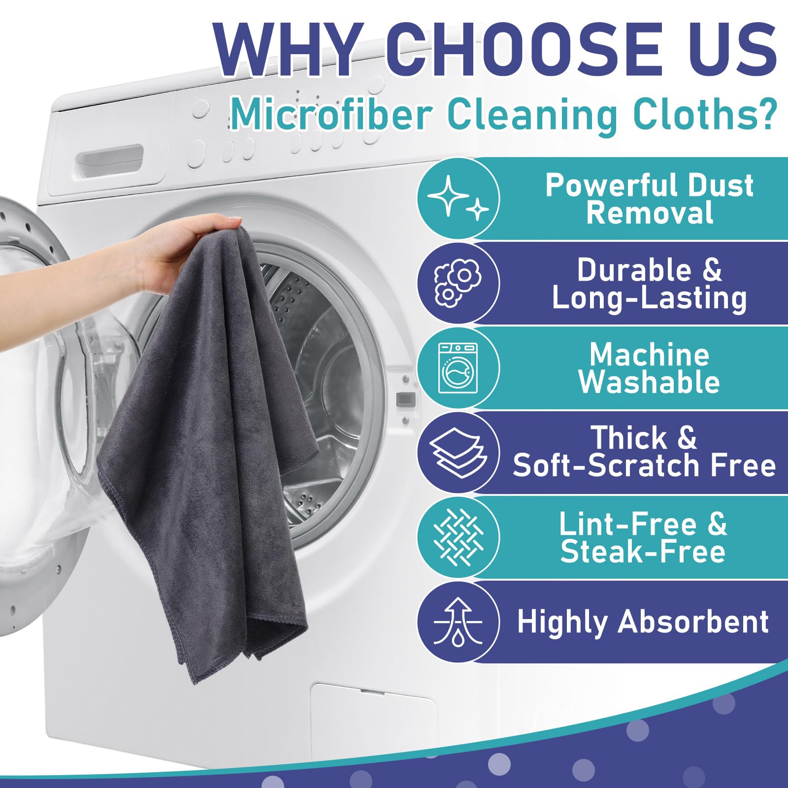 6 Pcs Extra Large Microfiber Cleaning Cloth 30" x 20" Washable Reusable Microfiber Towel Streak Free Lint Free Cloth for Cleaning Home Glass Office Window Bathrooms (6 Count)