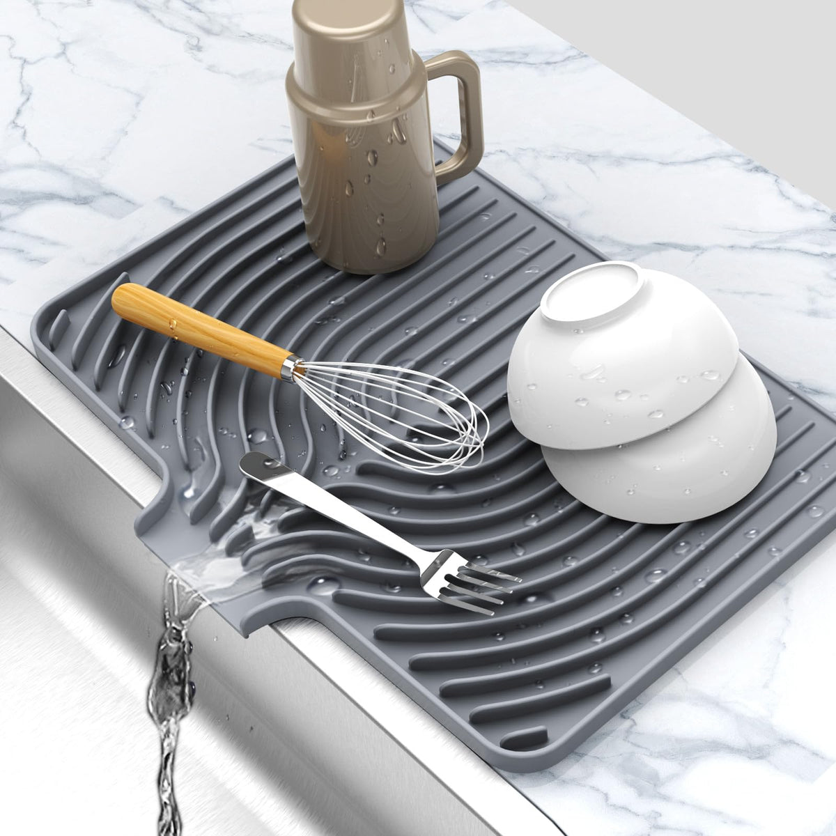 Dish drying mats for kitchen counter