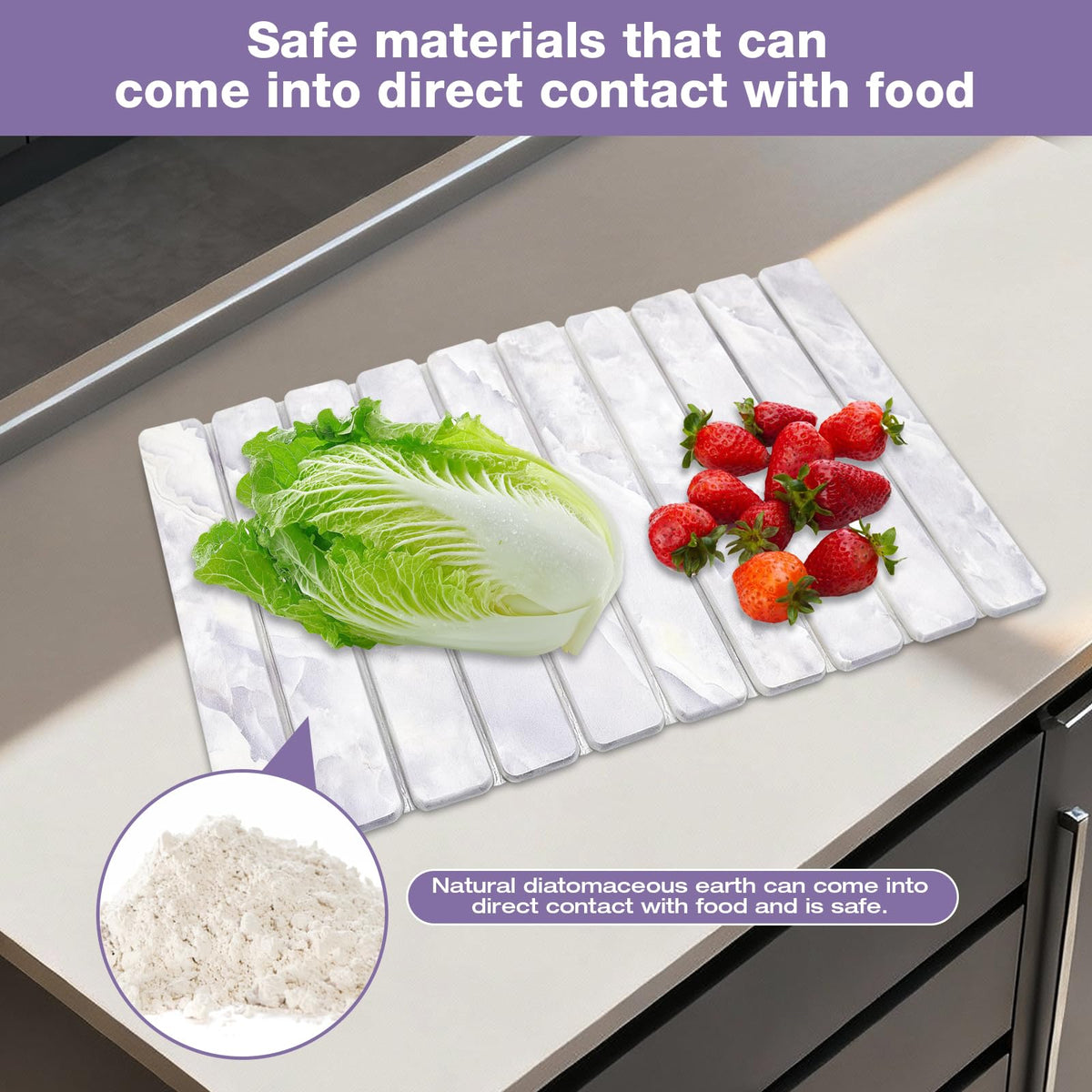Elegant Grey Marble Drying Mat