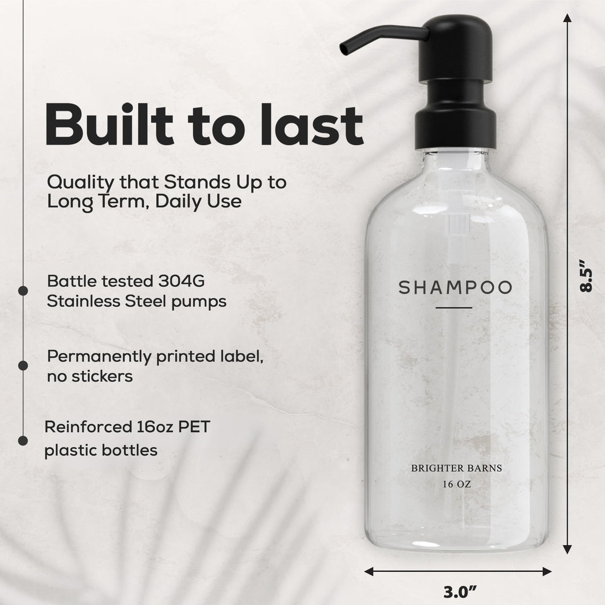 Clear Shampoo and Conditioner Dispenser Set by Brighter Barns (6 Count)