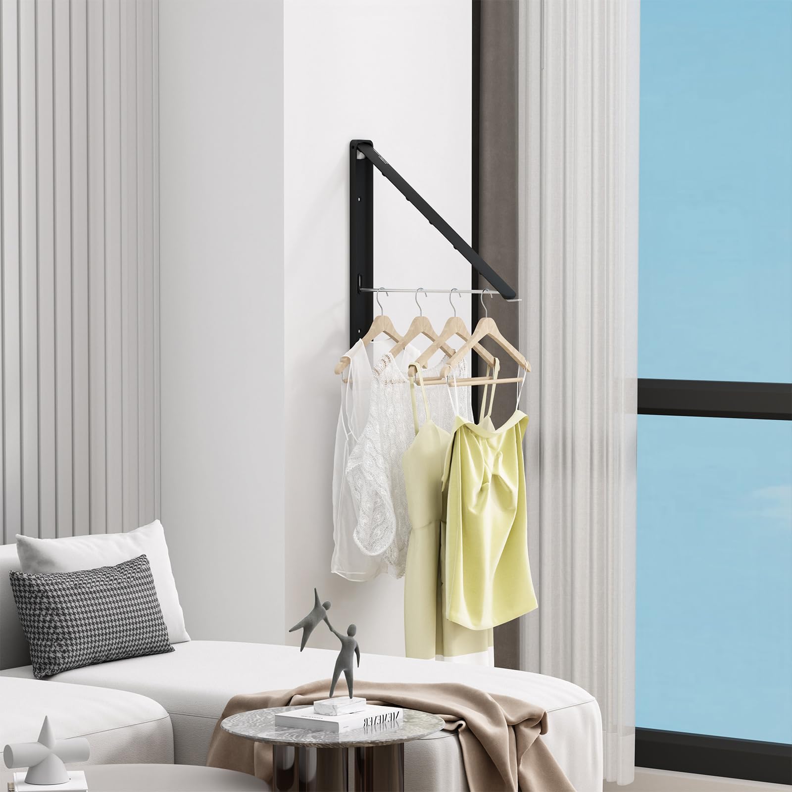 Folding Clothes Hanger Rack Wall mounted for Laundry Clothes Drying Rack