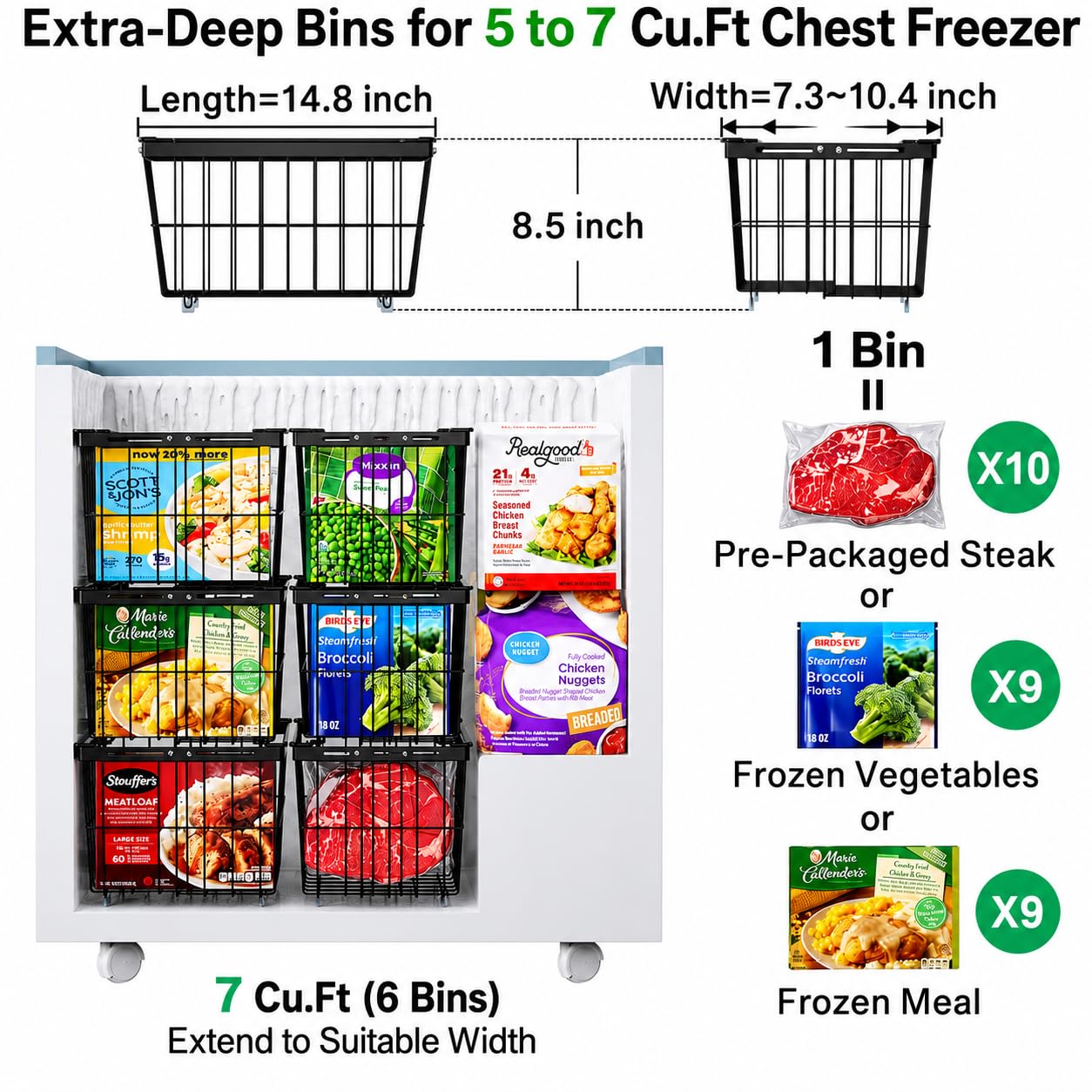 Chest Freezer Organizer Bins (4 Count)