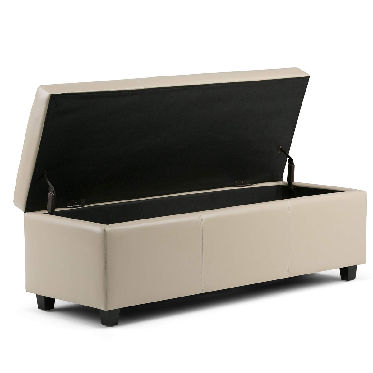 Avalon 54" Wide Linen Look Fabric Storage Ottoman in Fawn Brown