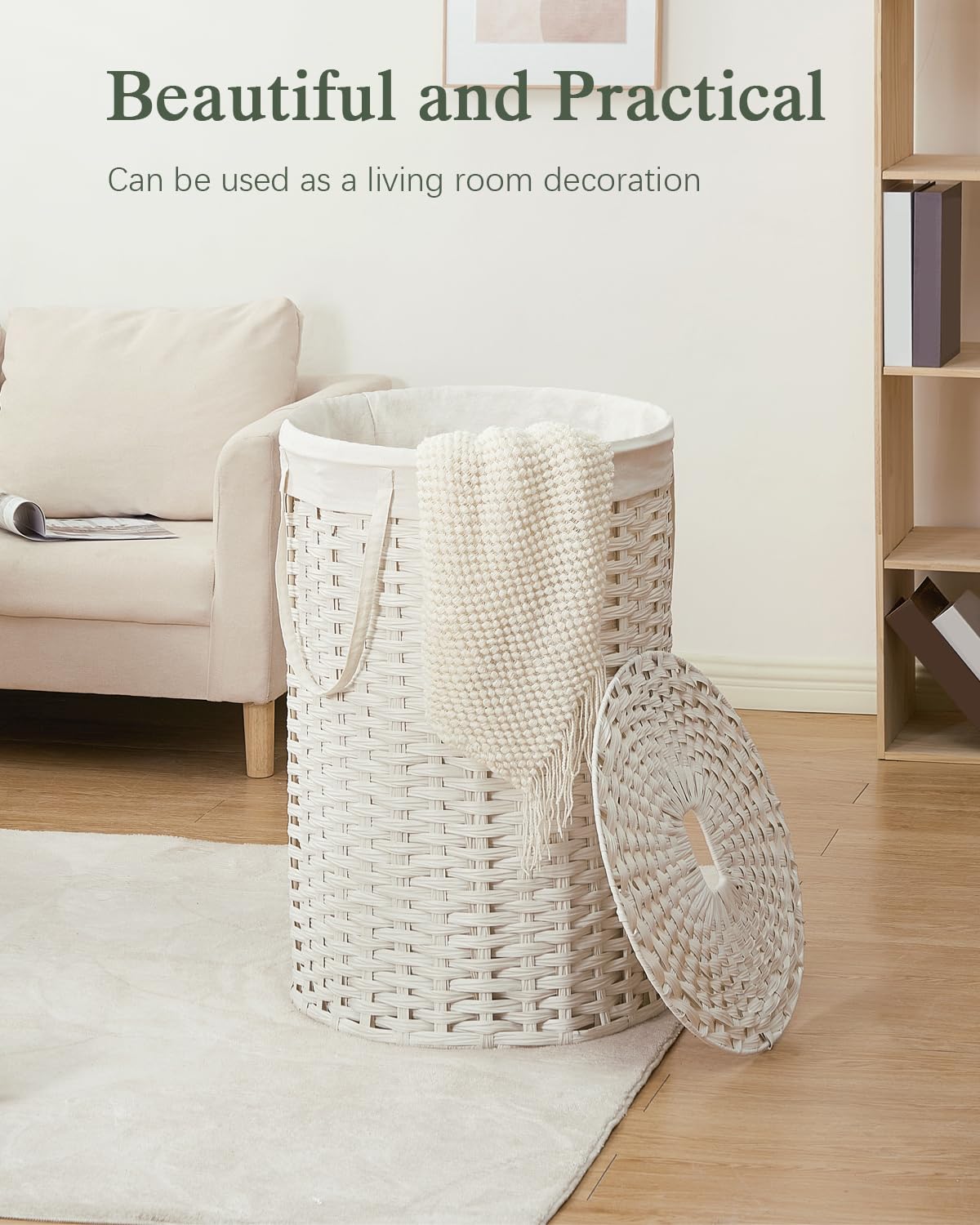Large Laundry Hamper Laundry Basket Round 34.3 Gal PE