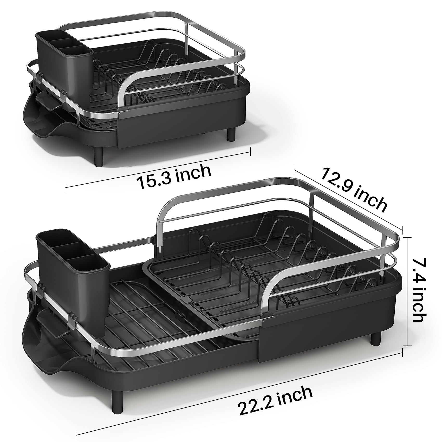 Expandable Dish Drying Rack for Small Kitchen Counter