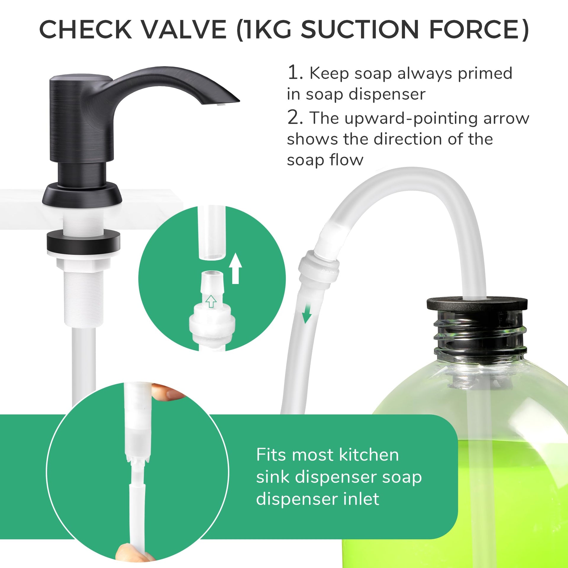 Built in Kitchen Sink Soap Dispenser with Extension Tube Kit