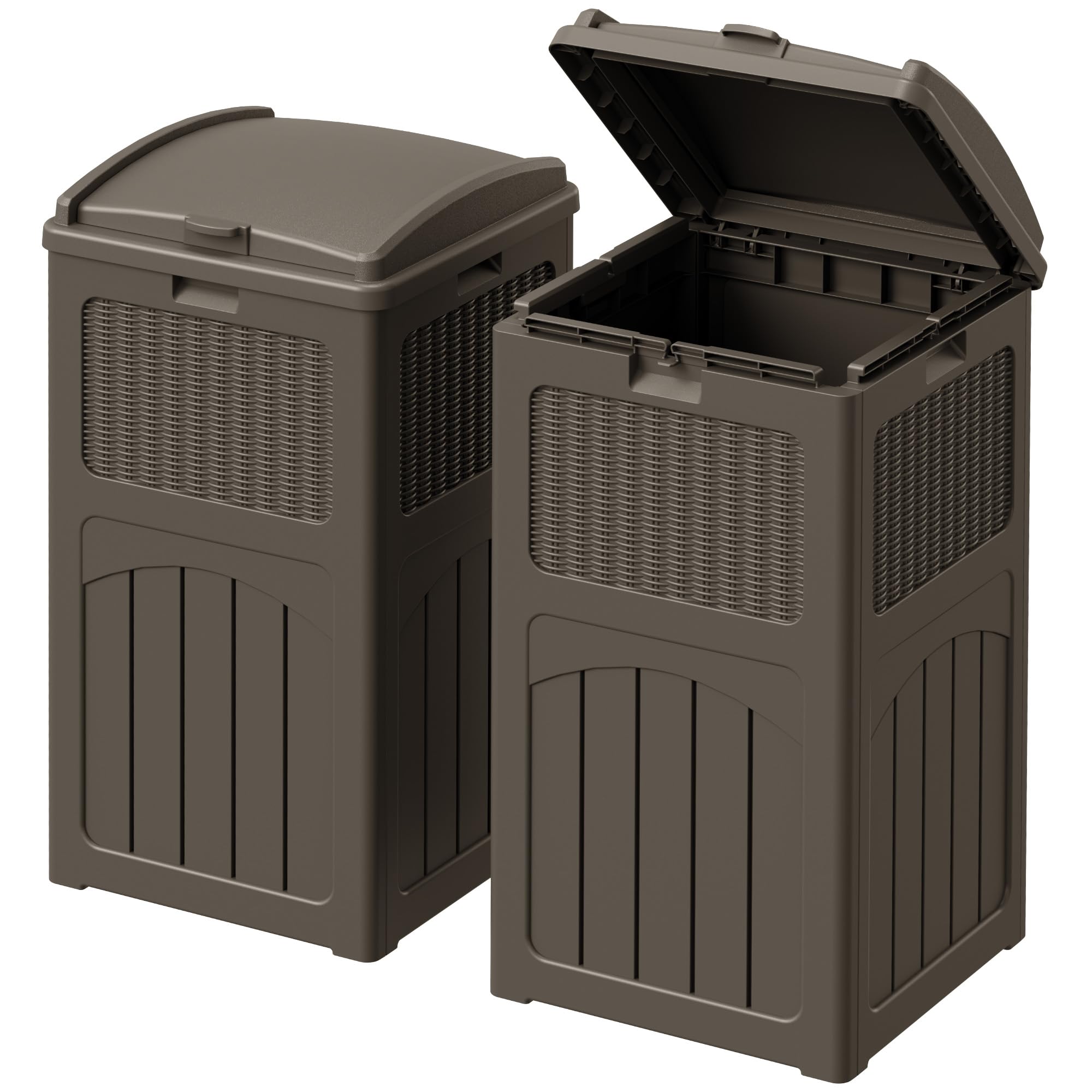 33 Gallon Outdoor Trash Can with Dual Lid (2 Count)