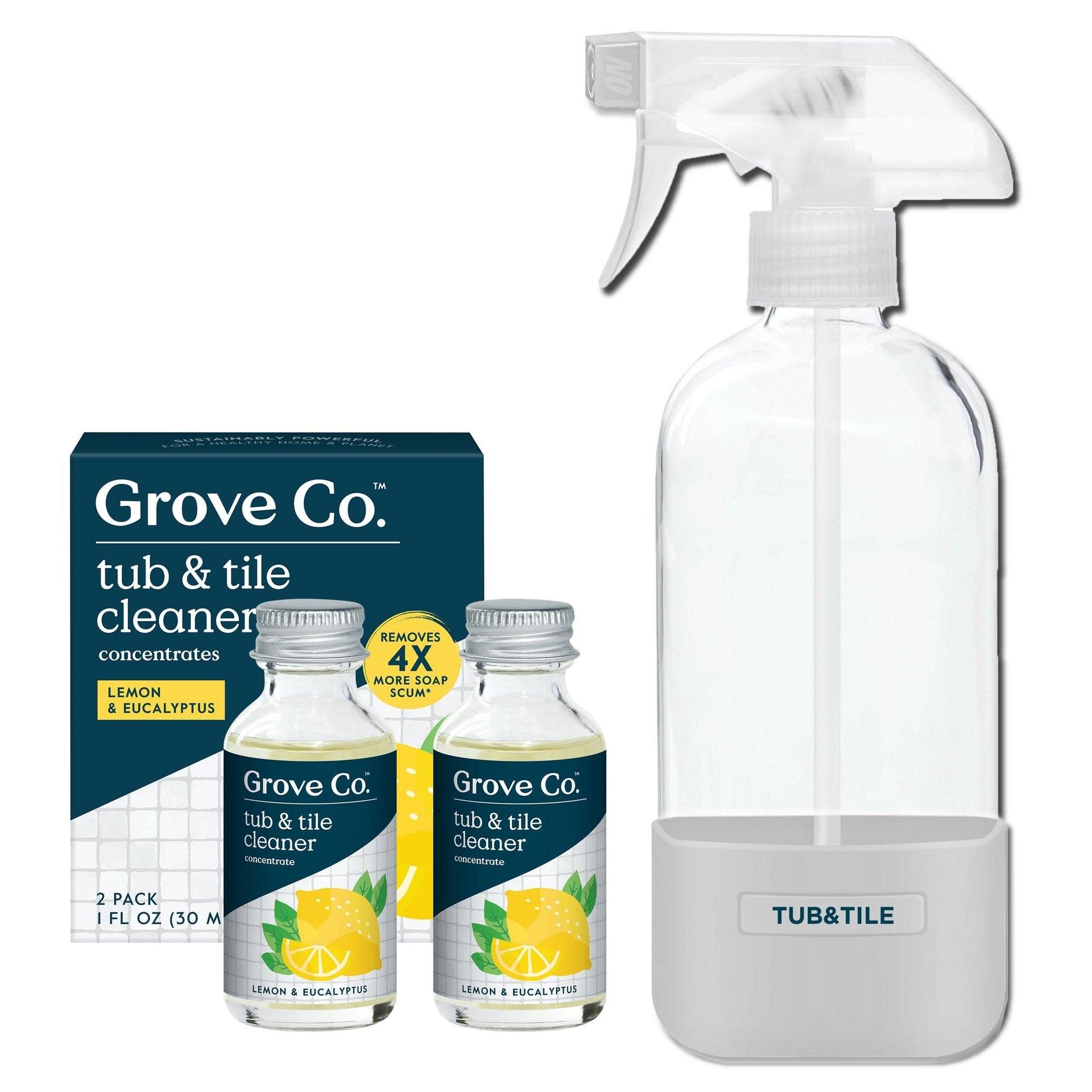 Tub & Tile Cleaner Concentrate + 16 oz Glass Spray Bottle