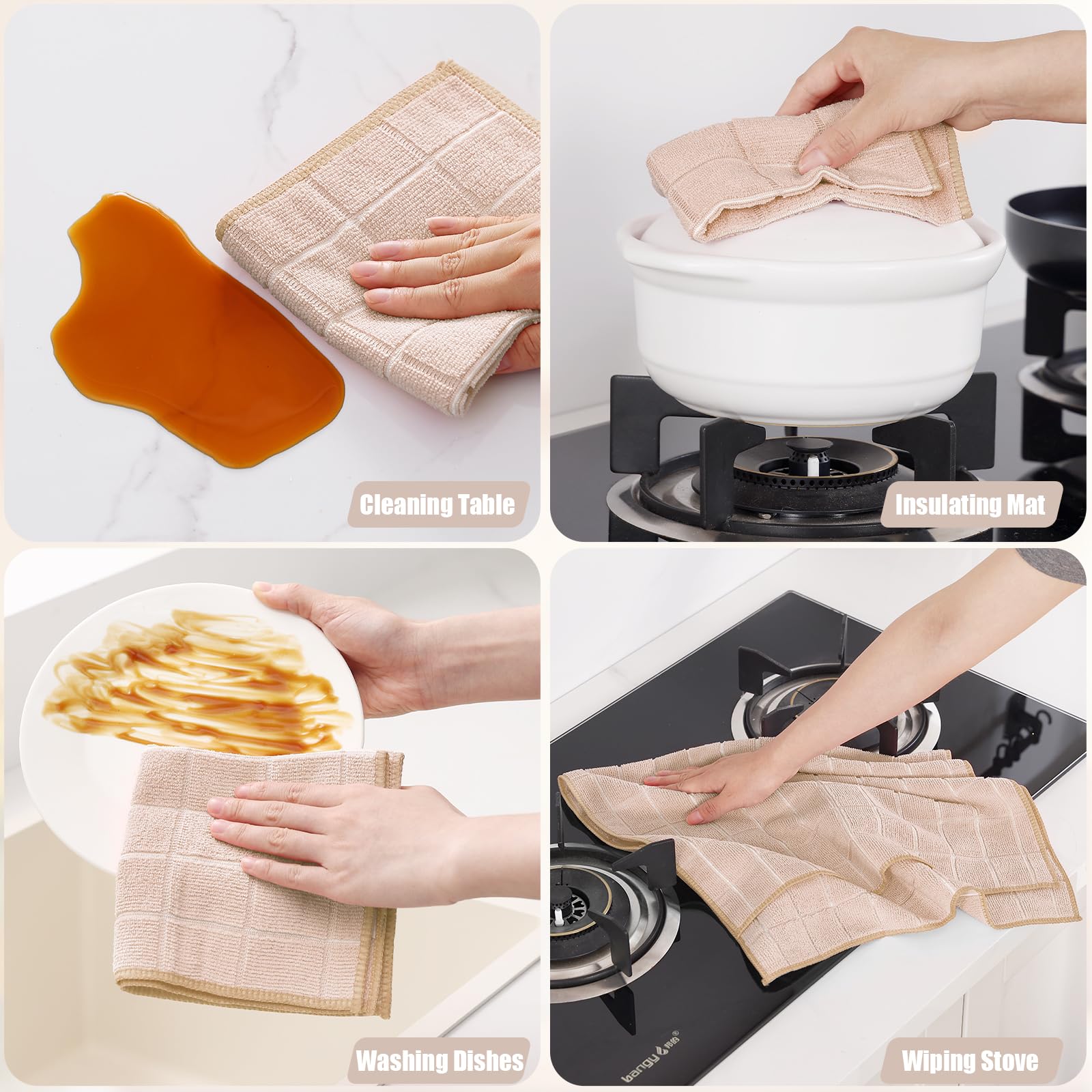 Microfiber Kitchen Towels and Dishcloths Sets (12 Count)