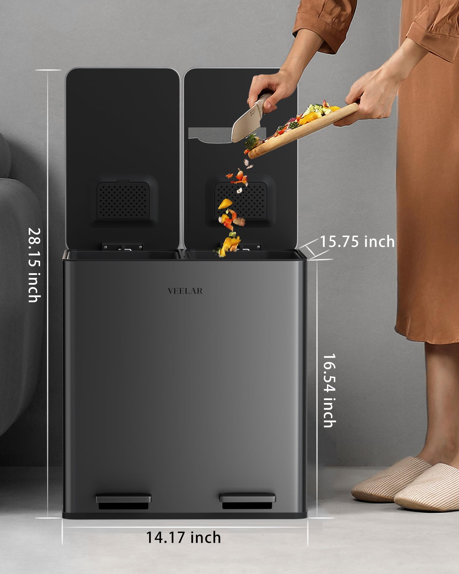 Kitchen Dual Trash Can (2 Count)
