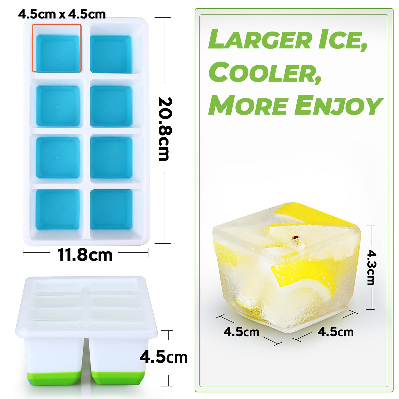 Large Ice Cube Trays with Lid (2 Count)