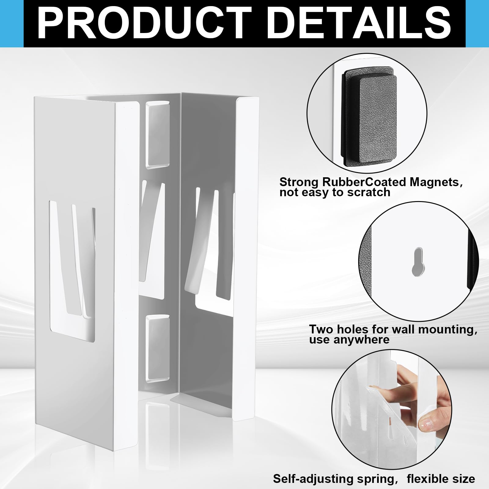 2 Pcs Magnetic Gloves Dispenser Holders Wall Mount Boxes of Gloves Commercial Quality Towels Wipes Paper Tissue Box Holder Kitchen Fridge Office Workshops Garage Tool Hospital (2 Count)