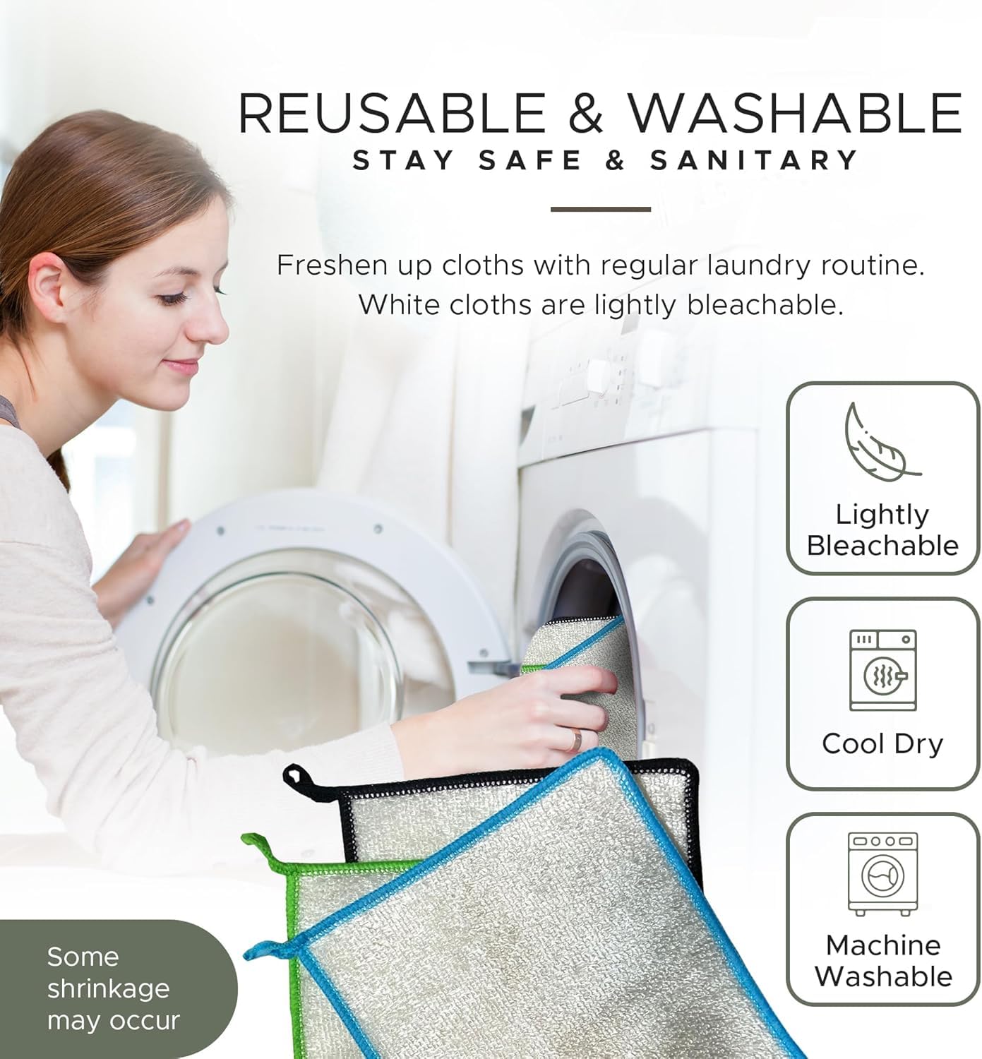 Dishcloths Kitchen Dishrag Cleaning Scrub Reusable 3pk 6x7in