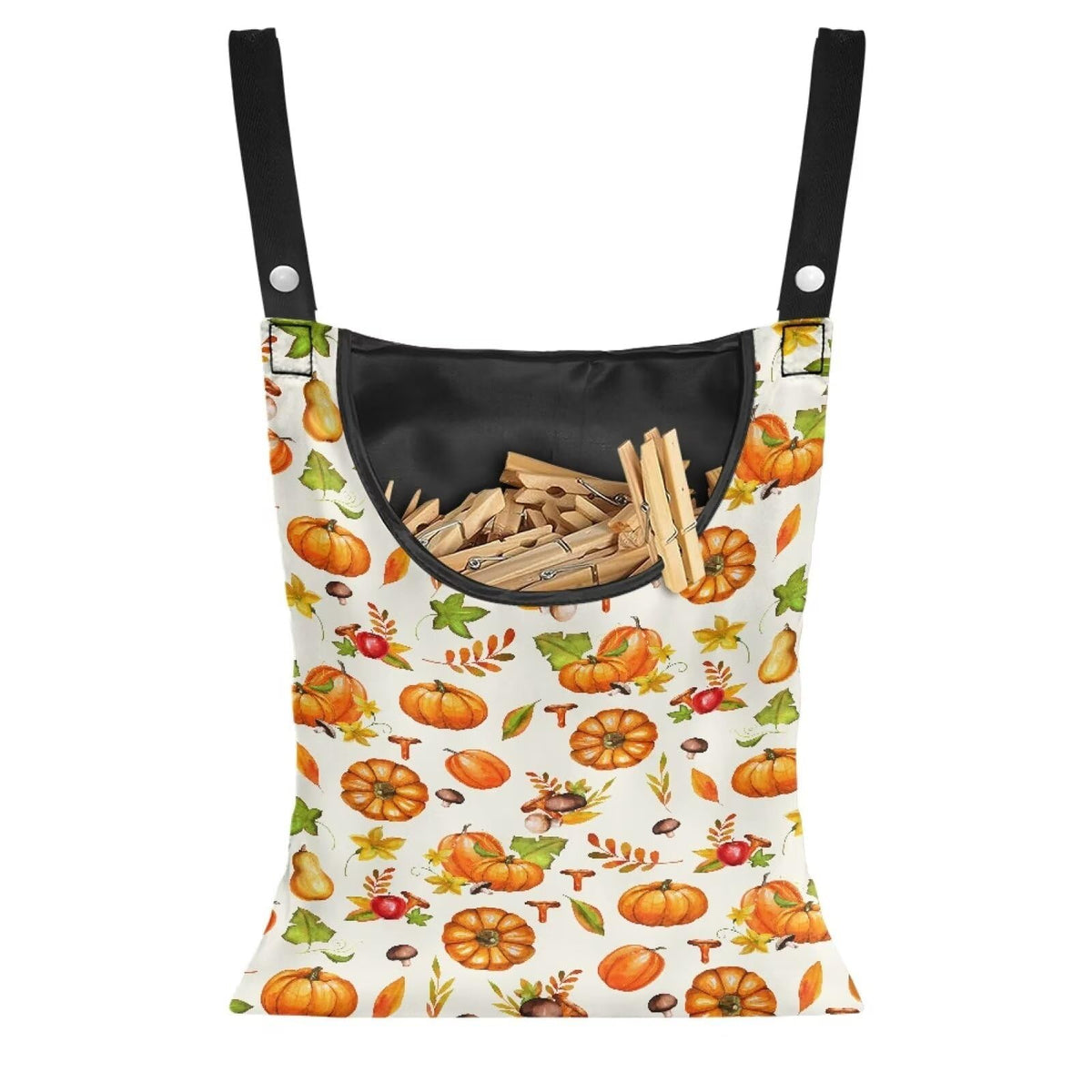 Pumpkin Print Clothespin Bag with Hanging Rope Space