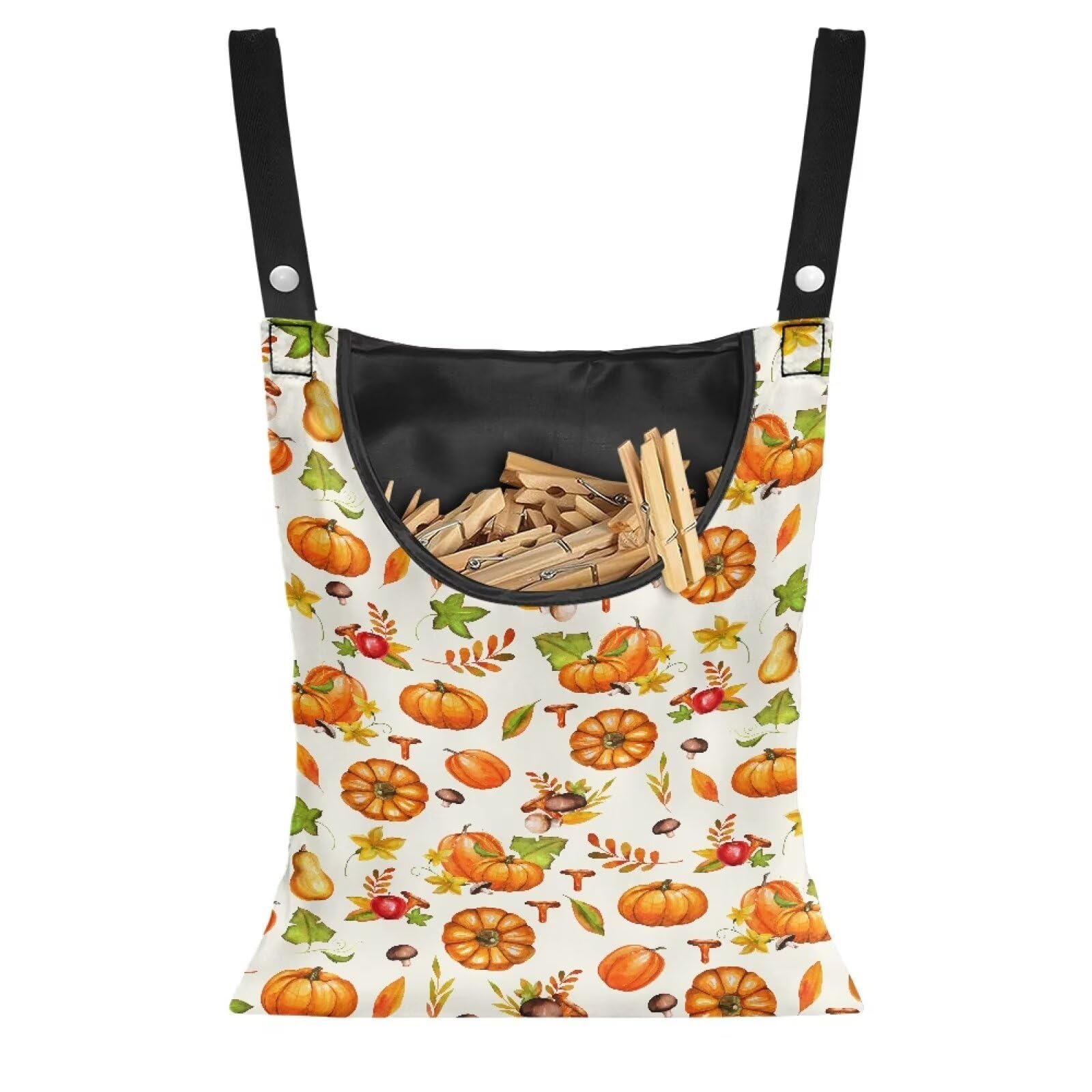 Pumpkin Print Clothespin Bag with Hanging Rope Space