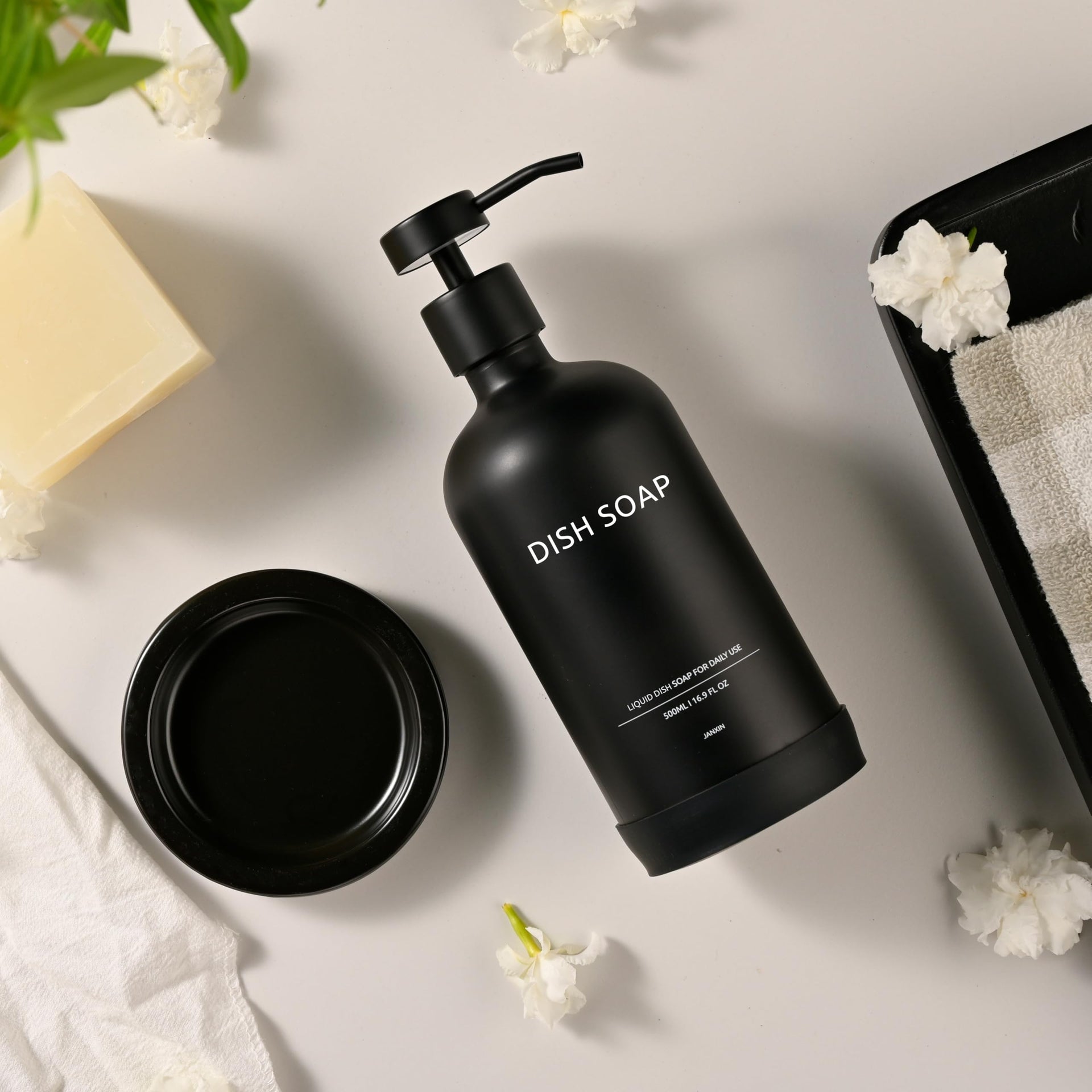 Glass Soap Dispenser Bathroom Set by Janxin