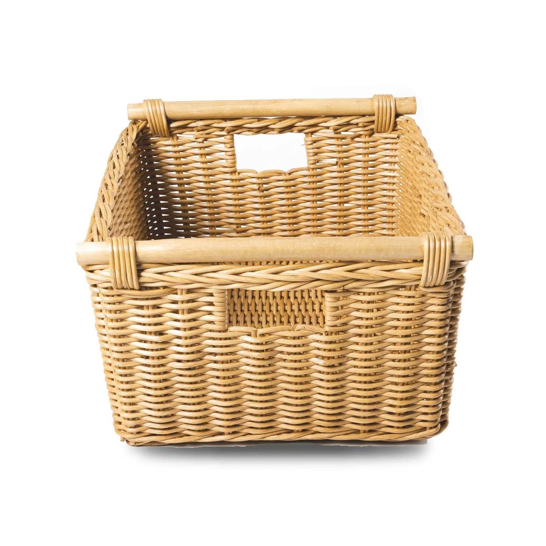 Pole Handle Wicker Storage Basket
