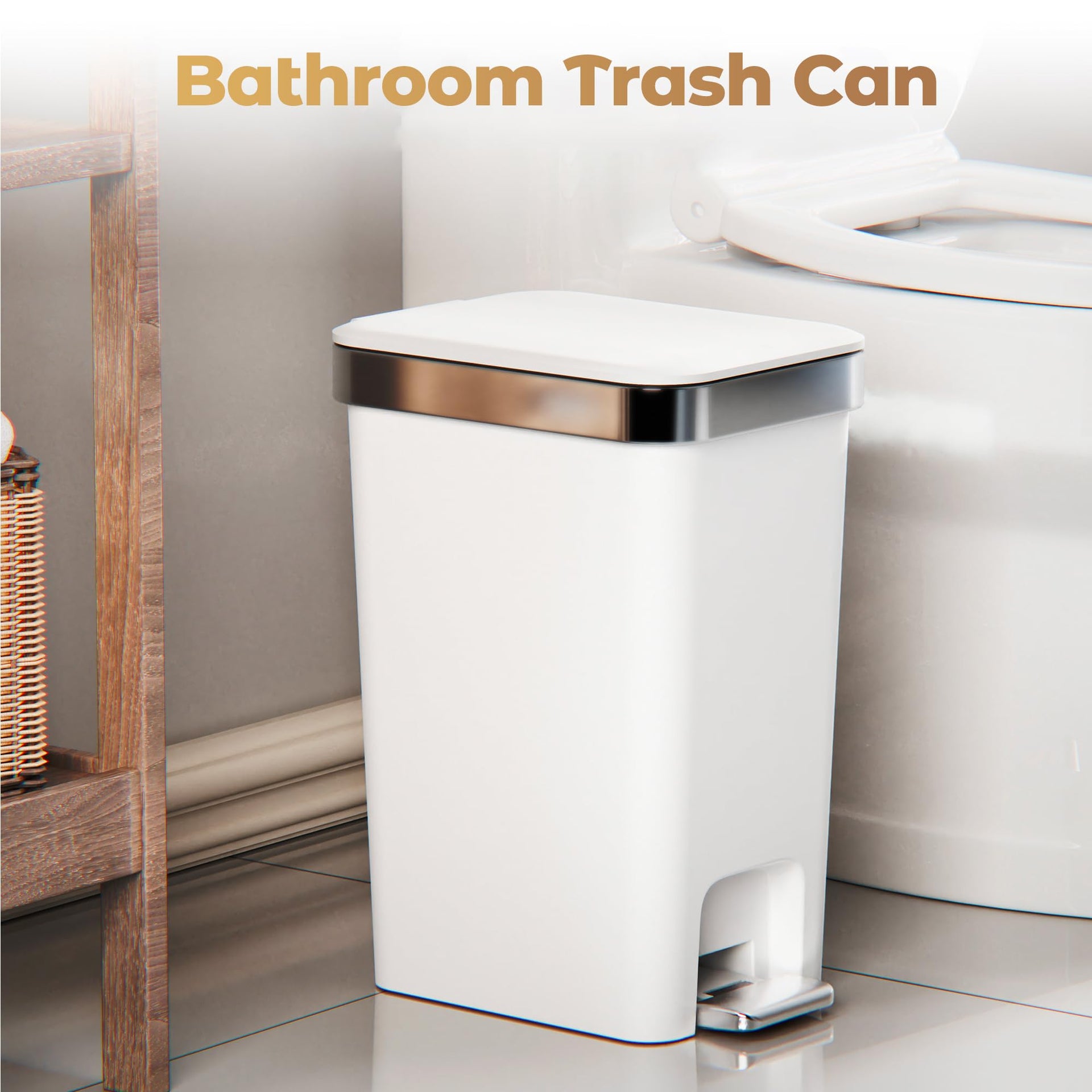 2Pack Small Bathroom Trash Can with Lid Foot Pedal (2 Count)