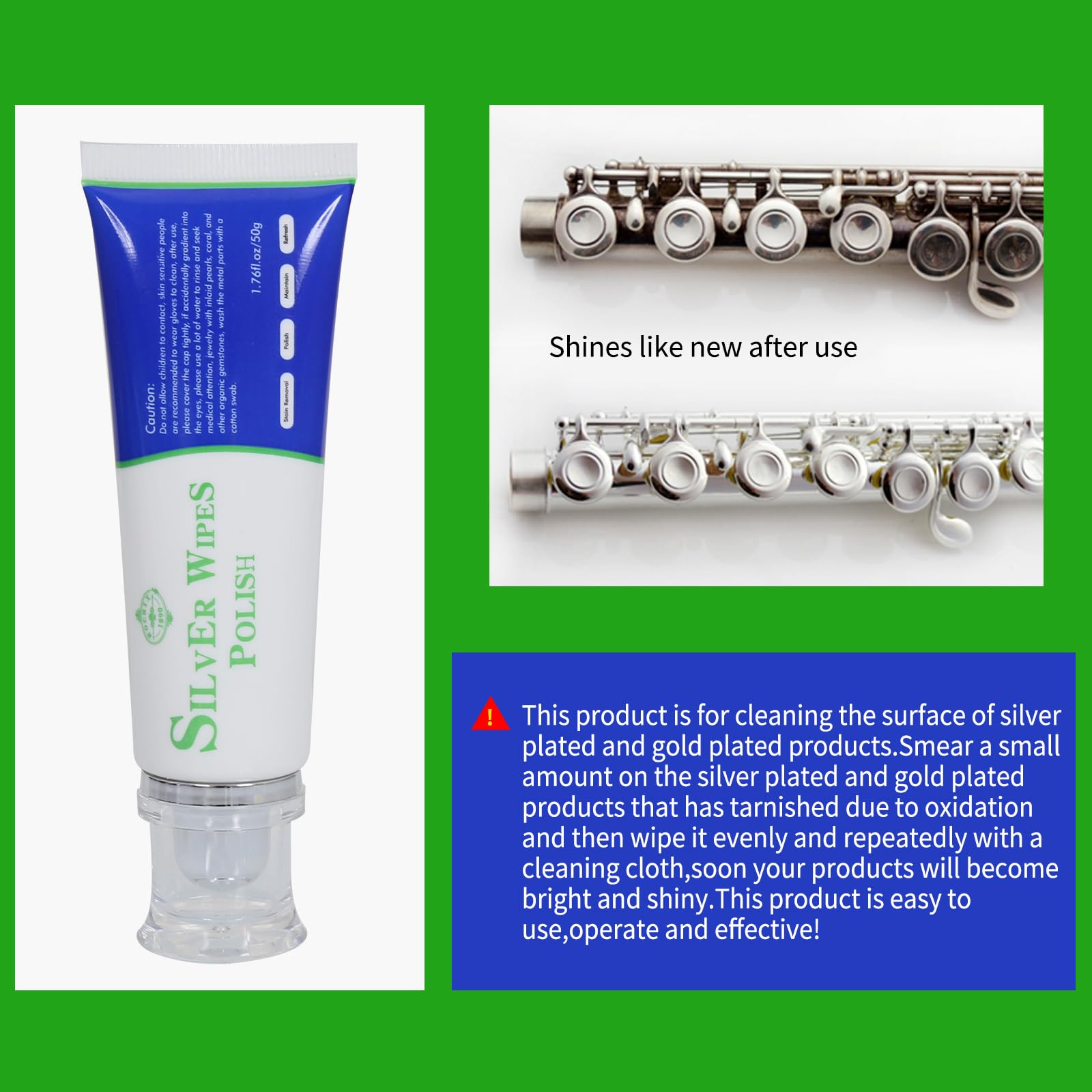 Silver Wipe Polish Cleaner Removes Surface Oxidation Tarnish from Sterling Silver