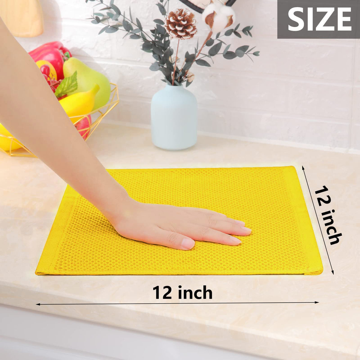 100% Cotton Waffle Weave Kitchen Dish Cloths 12 (12 Count)