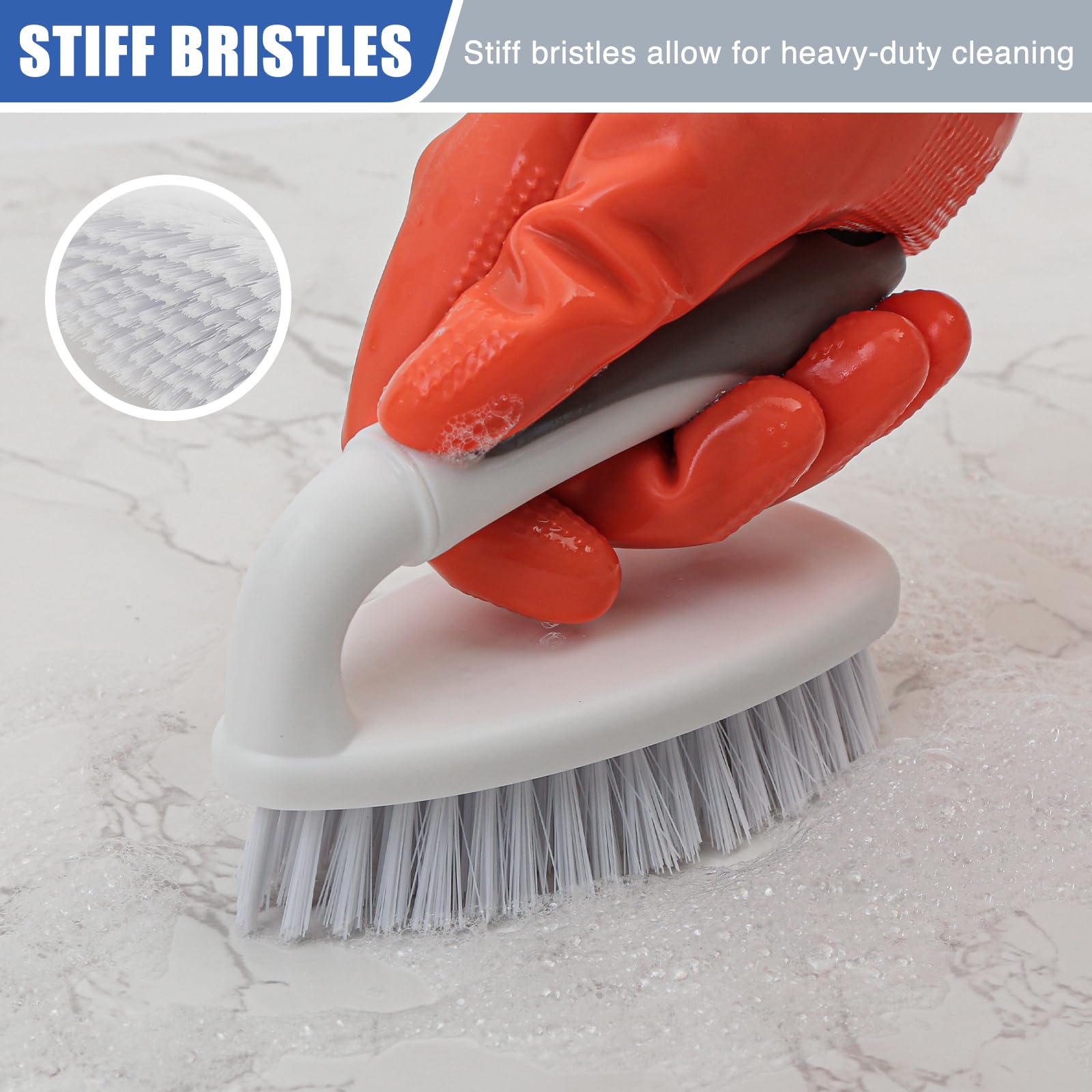 Heavy Duty Scrub Brush with Stiff Bristles 2 Pack Gray