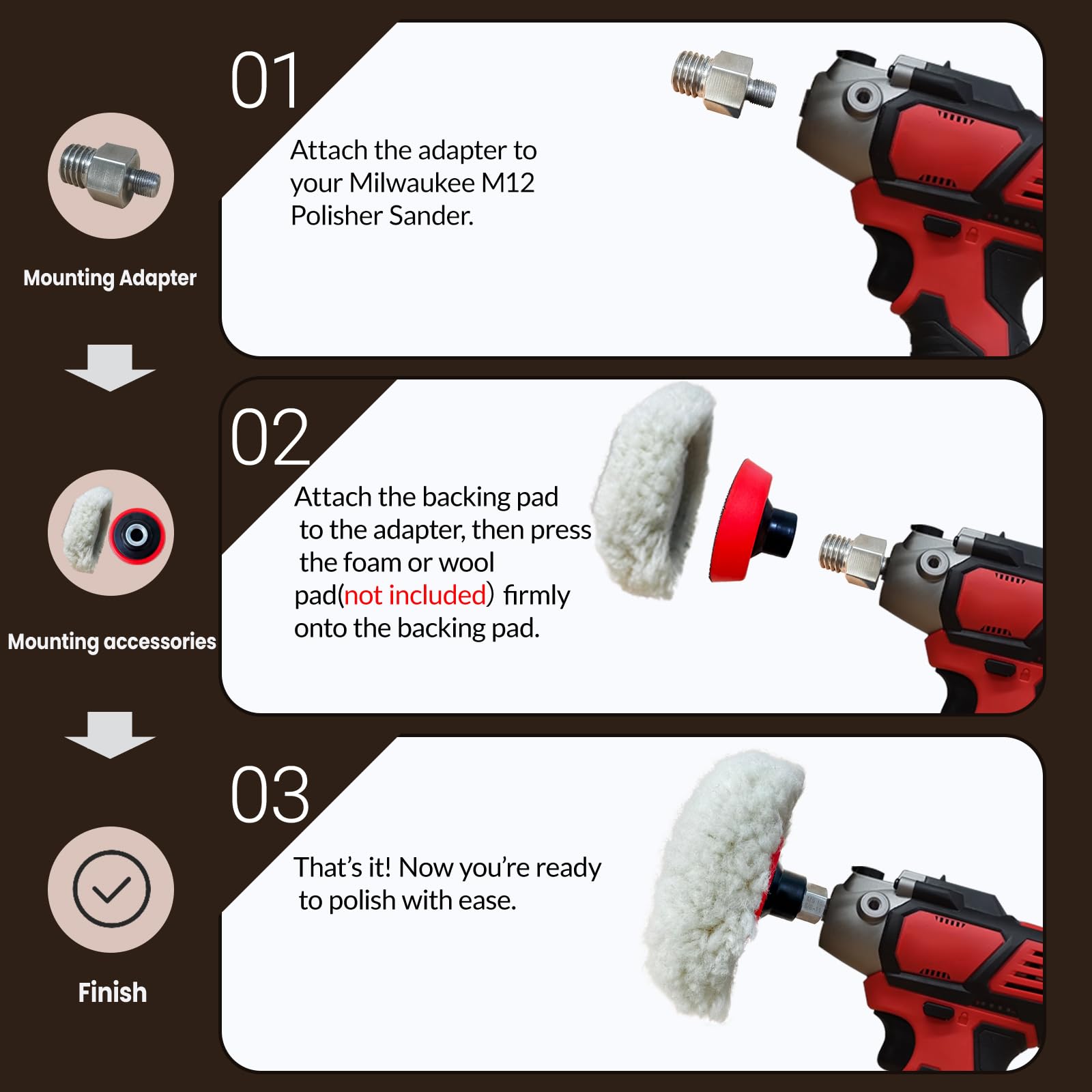 Buffing Polishing Kit for Milwaukee M12 Polisher (2 Count)